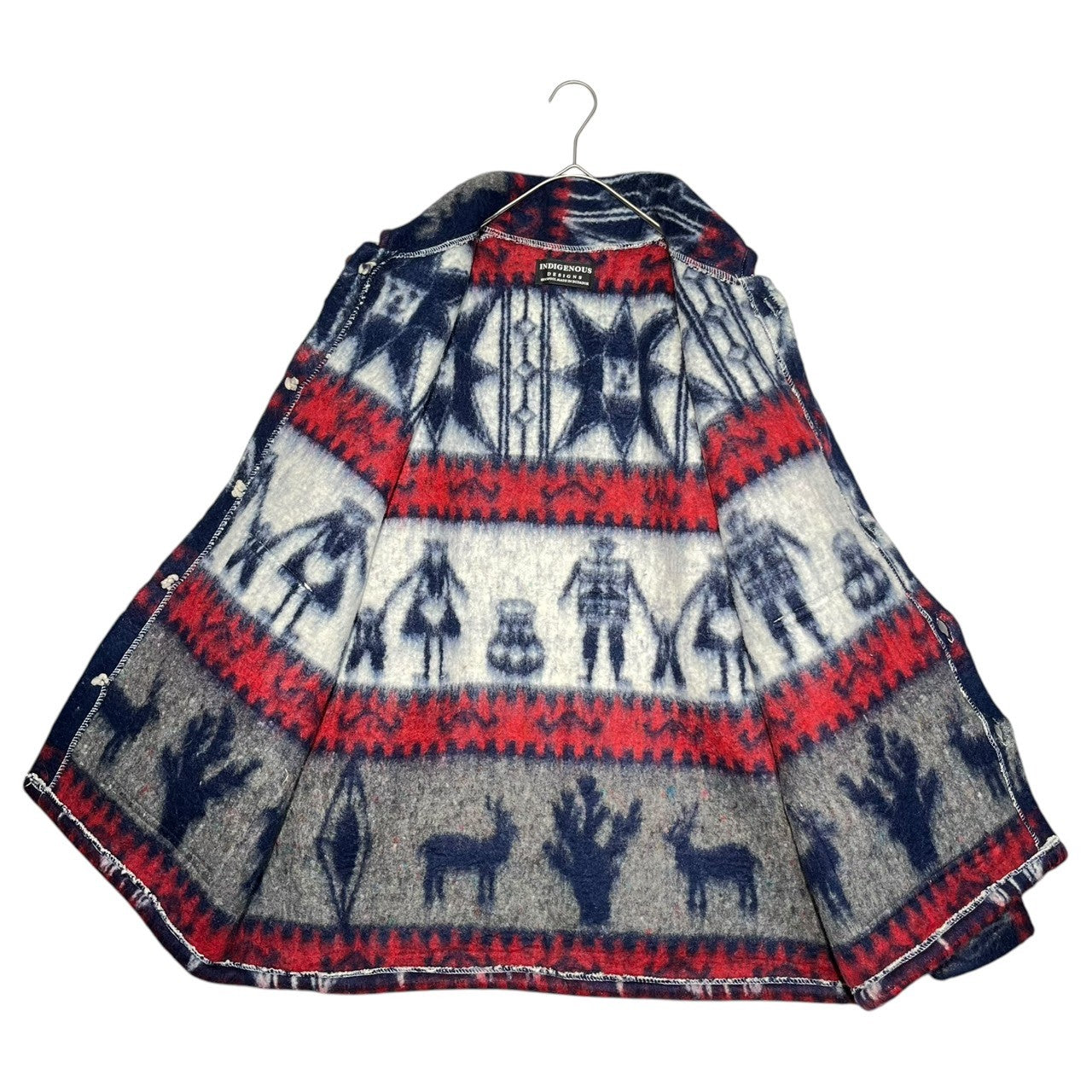 INDIGENOUS DESIGNS(インディアンデザインズ) Ecuadorian made Indian wool felt jacket エクアドル製 インディアン ウール フェルト ジャケット L ネイビー 環境保護 オーガニック サスティナブル