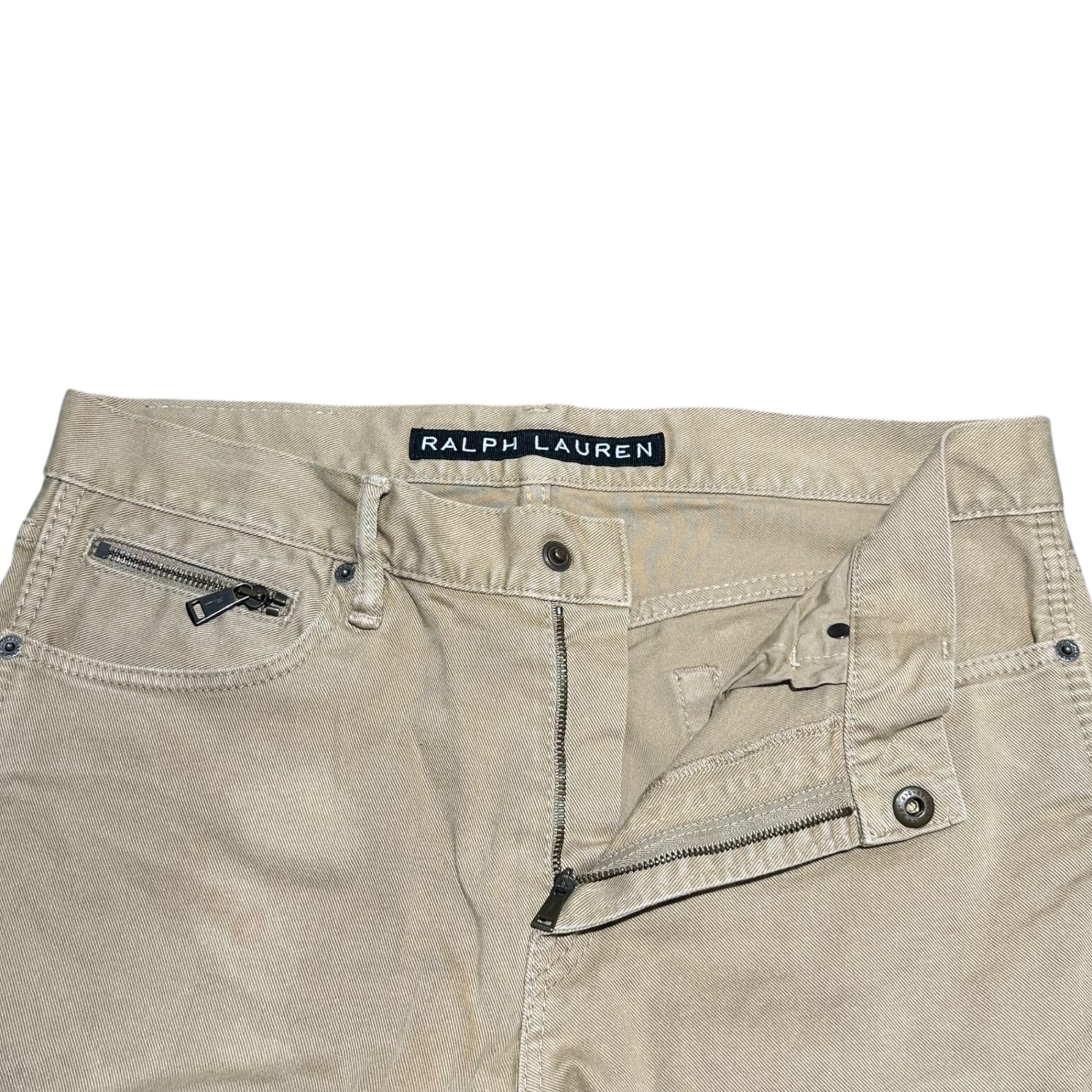 RALPH LAUREN BLACK LABEL(ラルフローレン ブラック レーベル) Biker Denim Pants バイカー デニム パンツ W32 ベージュ 品質表示タグ切取 廃番ライン