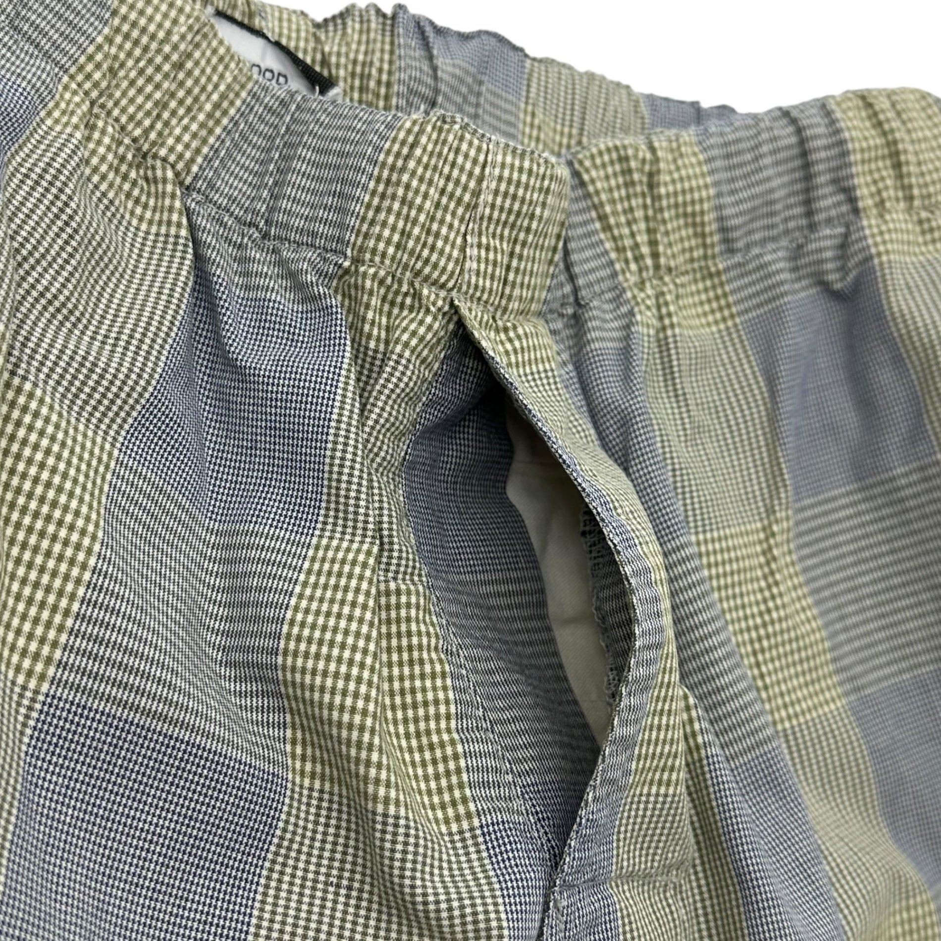 GOODENOUGH(グッドイナフ) 90~00's Cotton Check Half Pants コットン チェックハーフ パンツ M グレー×イエロー
