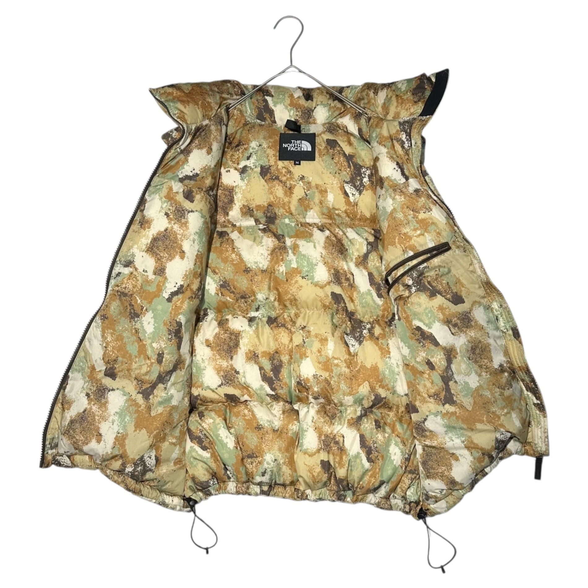 THE NORTH FACE(ノースフェイス) NV NUPTSE VEST ノベルティー ヌプシ ダウンベスト 総柄 ジップアップ ND92339 M ベージュ×グリーン