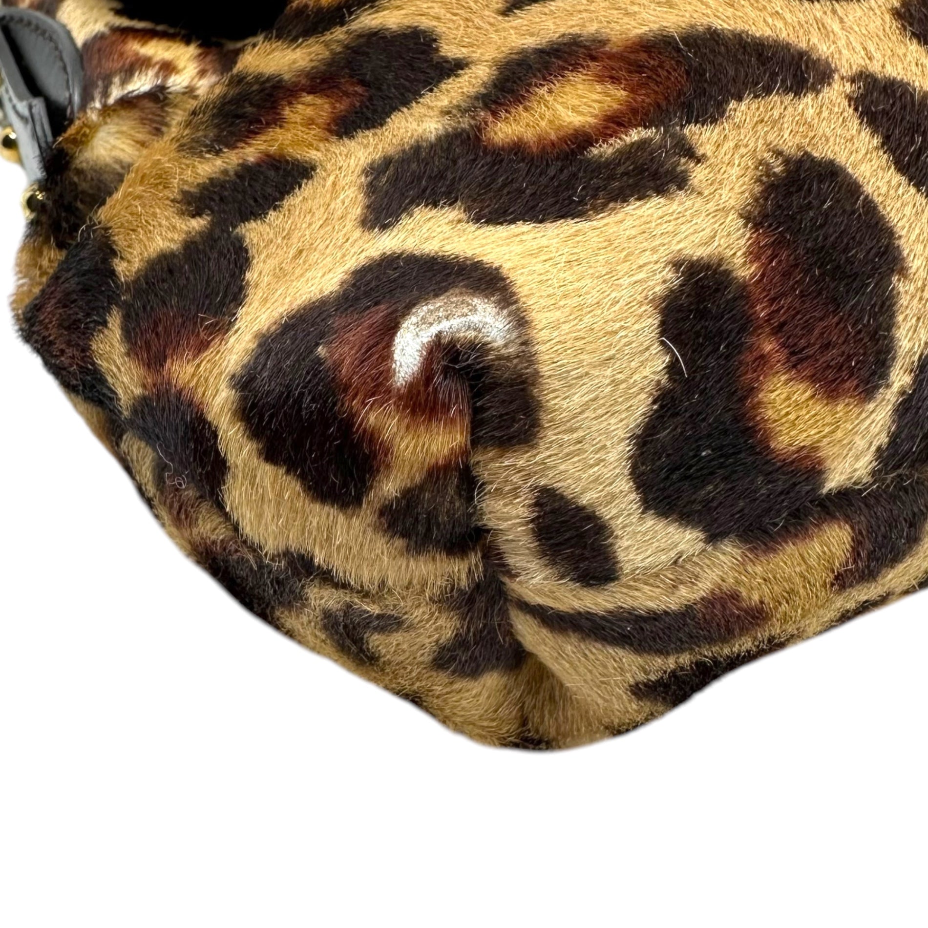 FENDI(フェンディ) Leopard halaco leather one shoulder bag レオパード ハラコ レザー ワンショルダー バッグ ベージュ×ブラウン ハンド