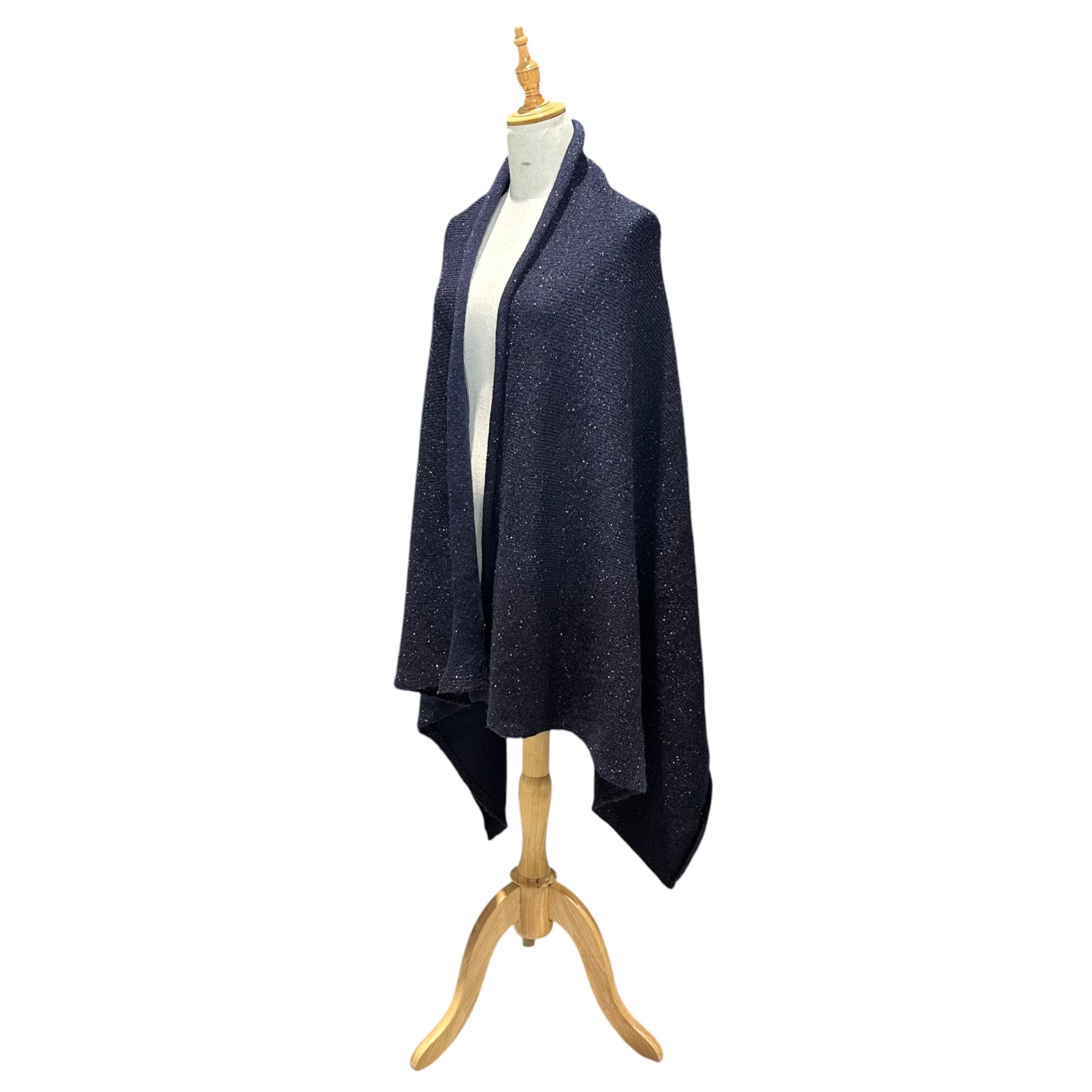 Maison Martin Margiela(メゾン マルタンマルジェラ) 1999AW By Miss Deanna Wool Lame Knit Cape ミスディアナ ウール ラメ ニット ケープ 333-07102 FREE ネイビー 90's 90年代 アーカイブ 本人期 ポンチョ 白タグ