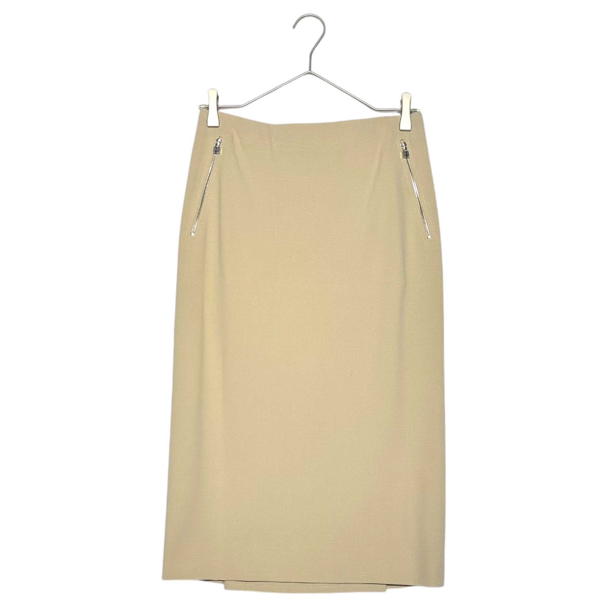 HERMES(エルメス) by Jean Paul Gaultier Cadena Zip Stretch Wool Skirt/ゴルチエ期カデナジップストレッチウールスカート/南京錠シップ 36(S程度) アイボリー 稀少 美品