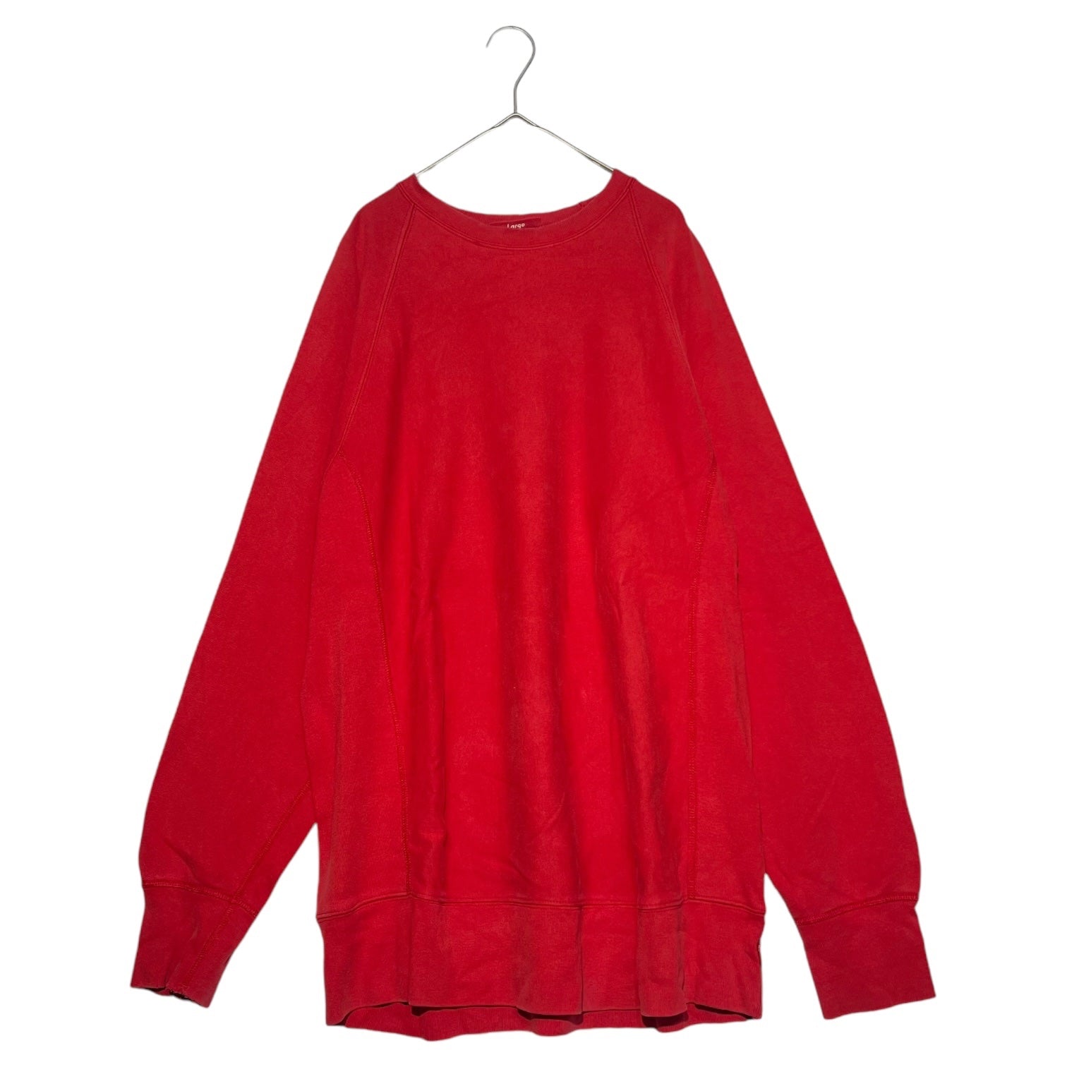 SUPREME(シュプリーム) 90~00's初期 紙タグ plain crew neck sweatshirts プレーン クルーネック スウェット L レッド 経年劣化によるダメージ 「BORO」