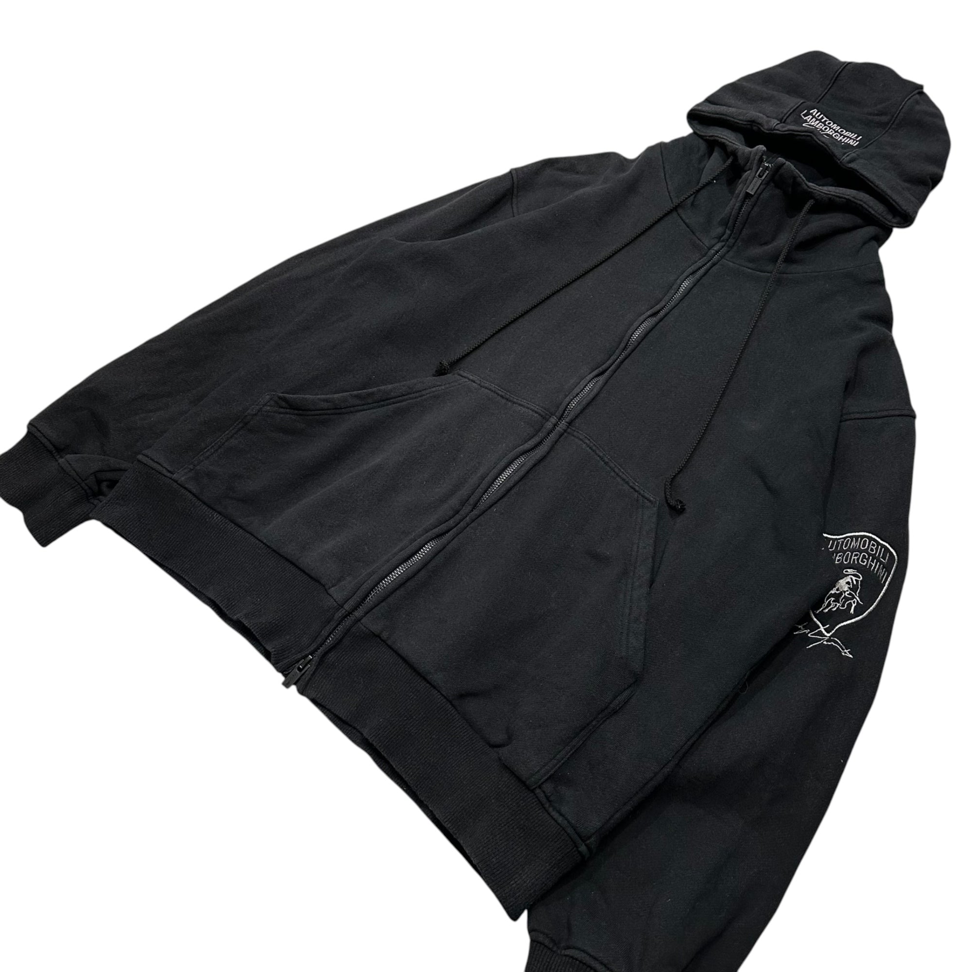yohji yamamoto POUR HOMME × Tonino Lamborghini(ヨウジヤマモトプールオム × ランボルギーニ) 2020AW Limited Edition Collaboration: Stitch & Print Zip-Up Hoodie 限定コラボ ステッチ & プリント ジップアップ パーカー HR-T84-991 1(S程度) ブラック