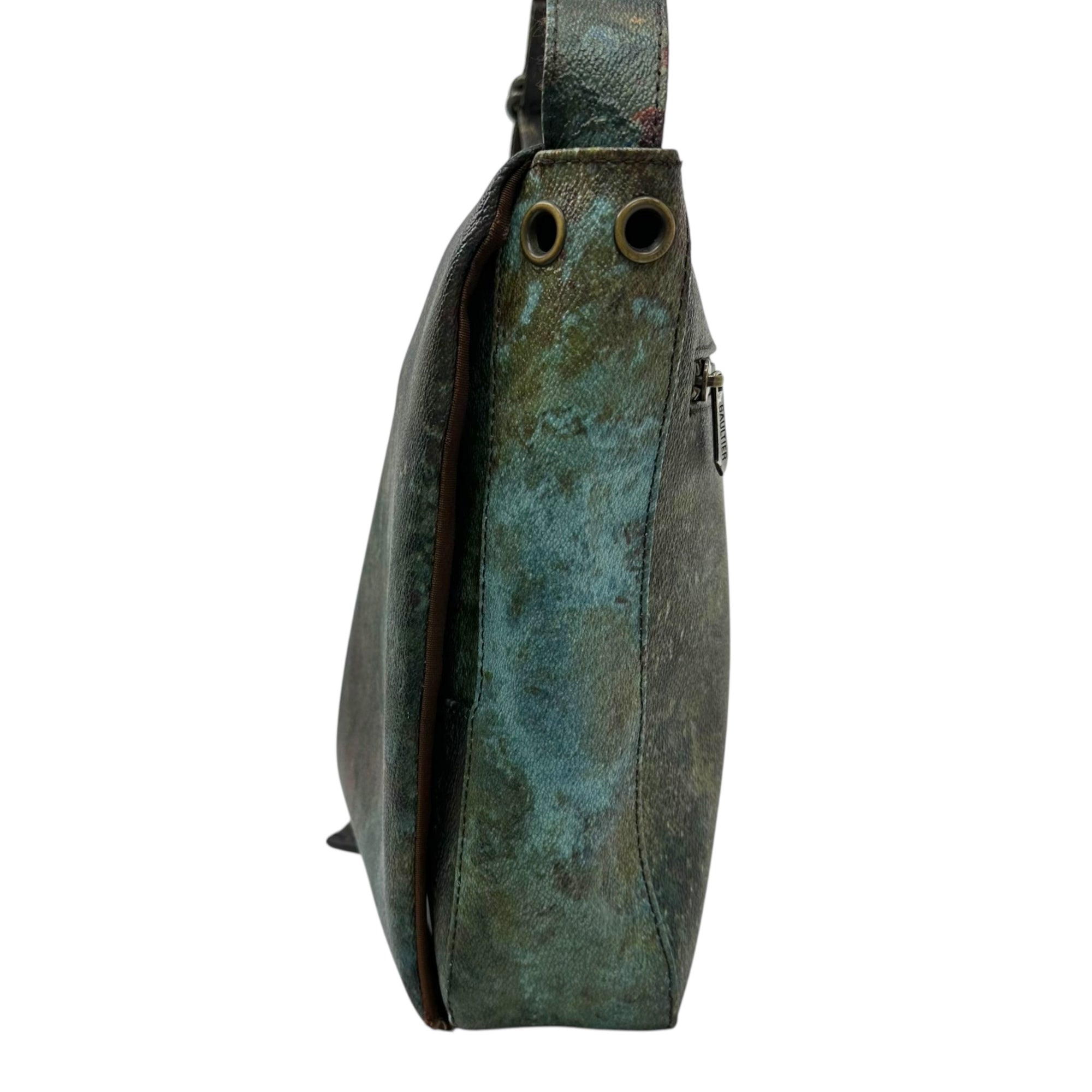 Jean Paul GAULTIER(ジャンポールゴルチエ) V Cyber Flap Shoulder Bag Vサイバー フラップ ショルダー バッグ ブルー×ブラウン
