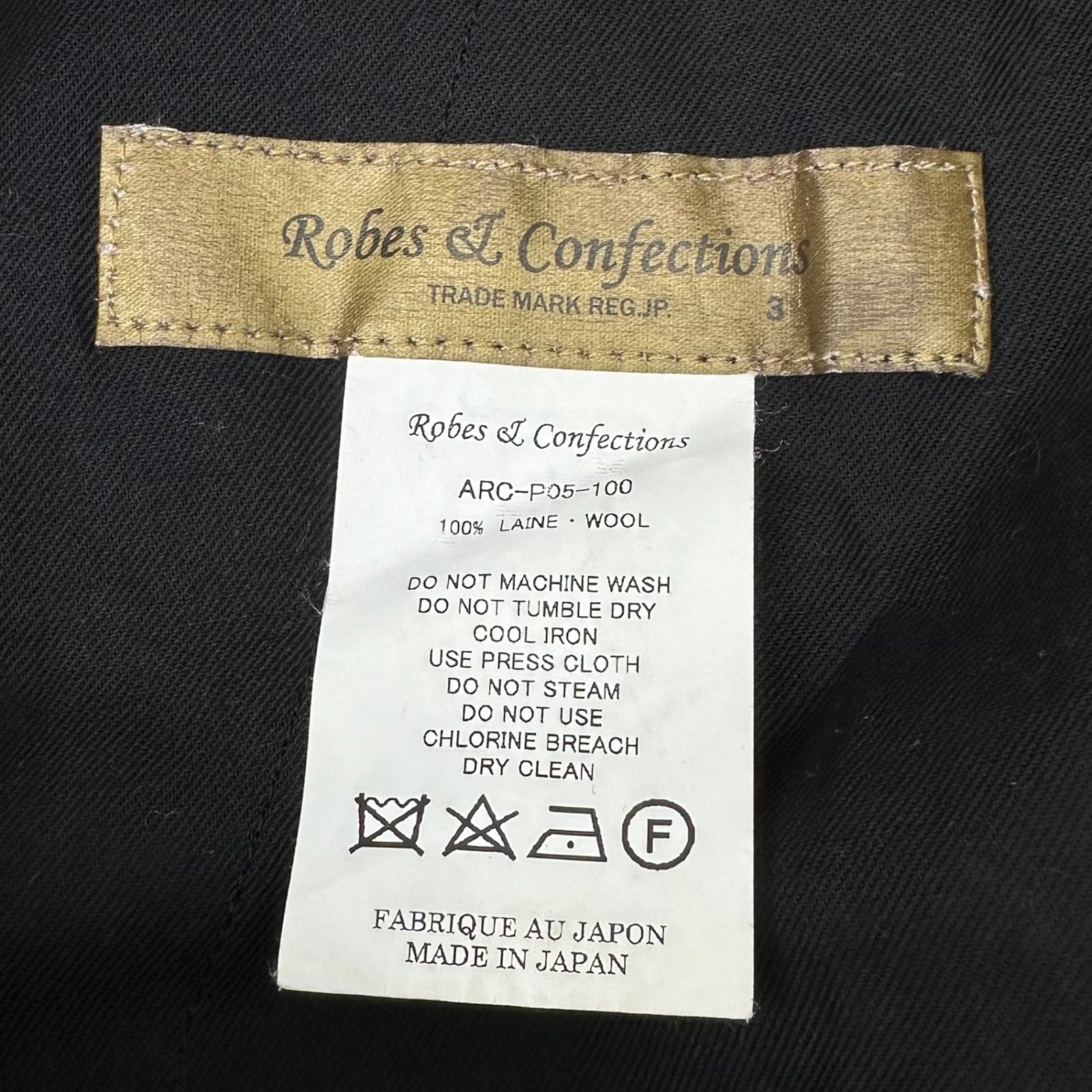 ROBES&CONFECTIONS(ローブスアンドコンフェクションズ) wraparound pants ラップ パンツ ARC-P05-100 3 ブラック スラックス ウール