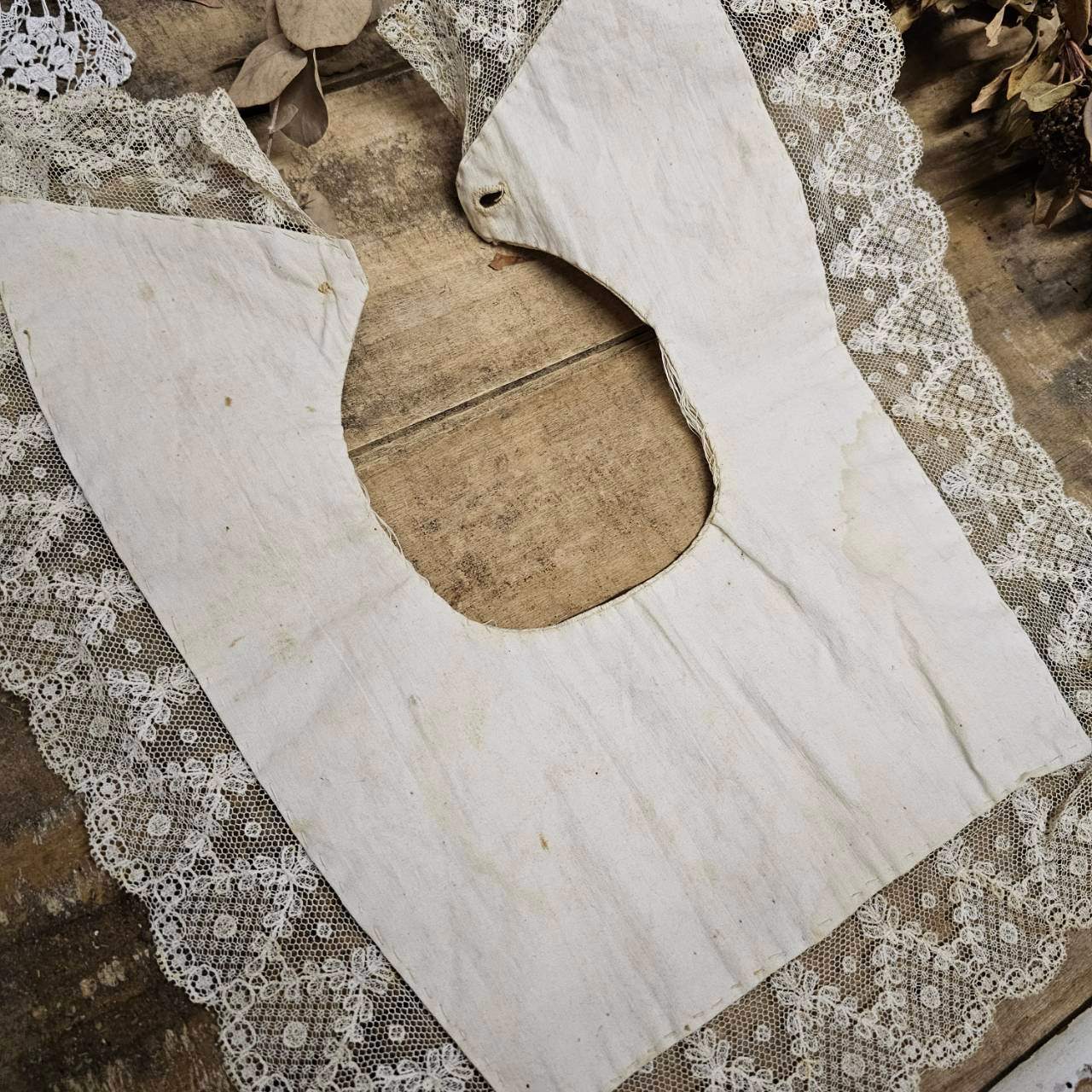 Euro antique(ヨーロッパアンティーク) 10~'s lace collar レース つけ襟 FREE ベージュ