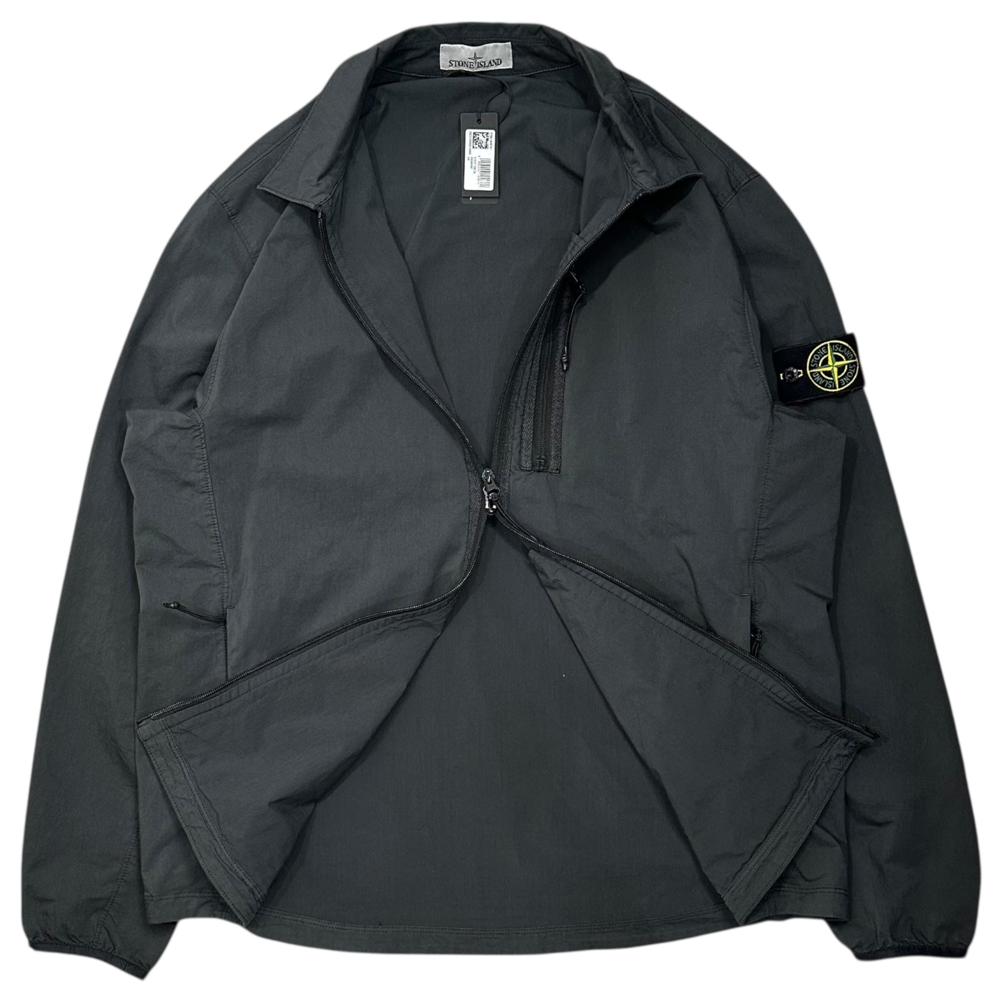 STONE ISLAND(ストーンアイランド) 24AW Bi-Stretch Cotton Nylon Twill Over Shirt ストレッチ コットン ナイロン ツイル オーバー シャツ 811511311 XXL チャコールグレー