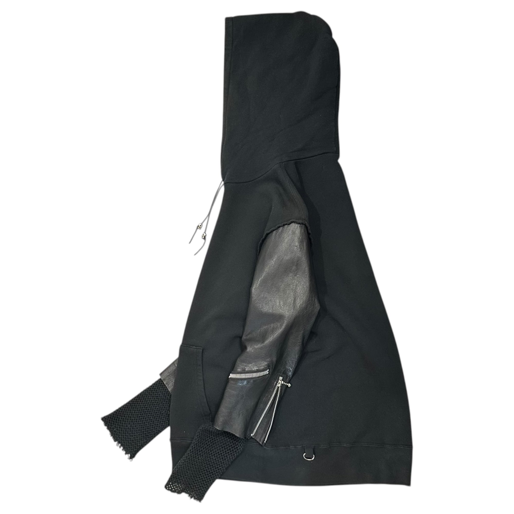 UNDERCOVERISM(アンダーカバイズム) 03AW Paper Doll Period Sleeve Leather Pullover Hoodie ペーパードール期 袖 レザー プルオーバー パーカー フーディー V281 M ブラック 2003年 パリコレ参加初の秋冬コレクション 稀少アイテム アンダーカバー