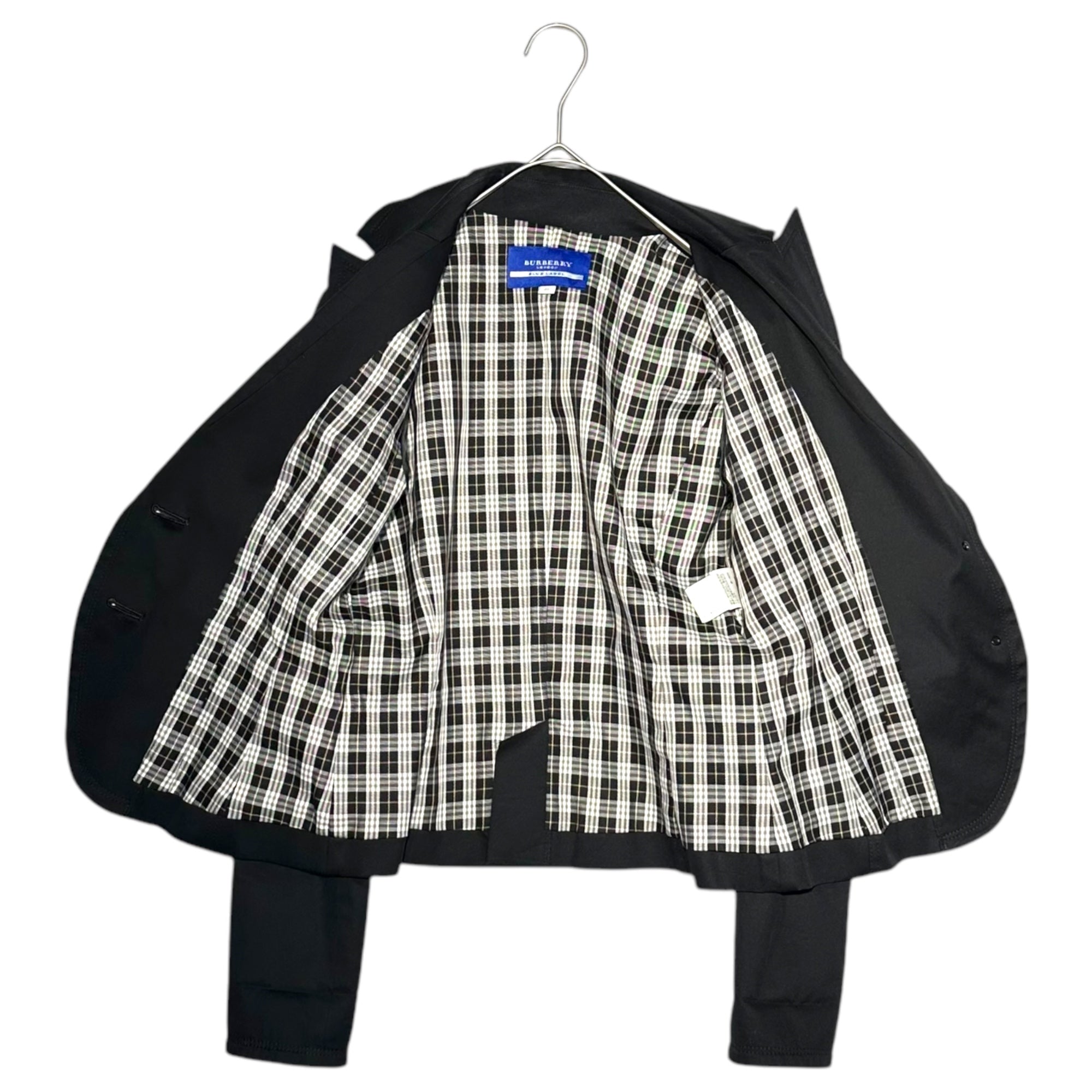 BURBERRY BLUE LABEL(バーバリーブルーレーベル) Burberry Check Lined Silver Button Blazer バーバリー チェック ライニング 銀ボタン ブレザー FC505-225-09 38(M程度) ブラック 裏地 テーラード ジャケット