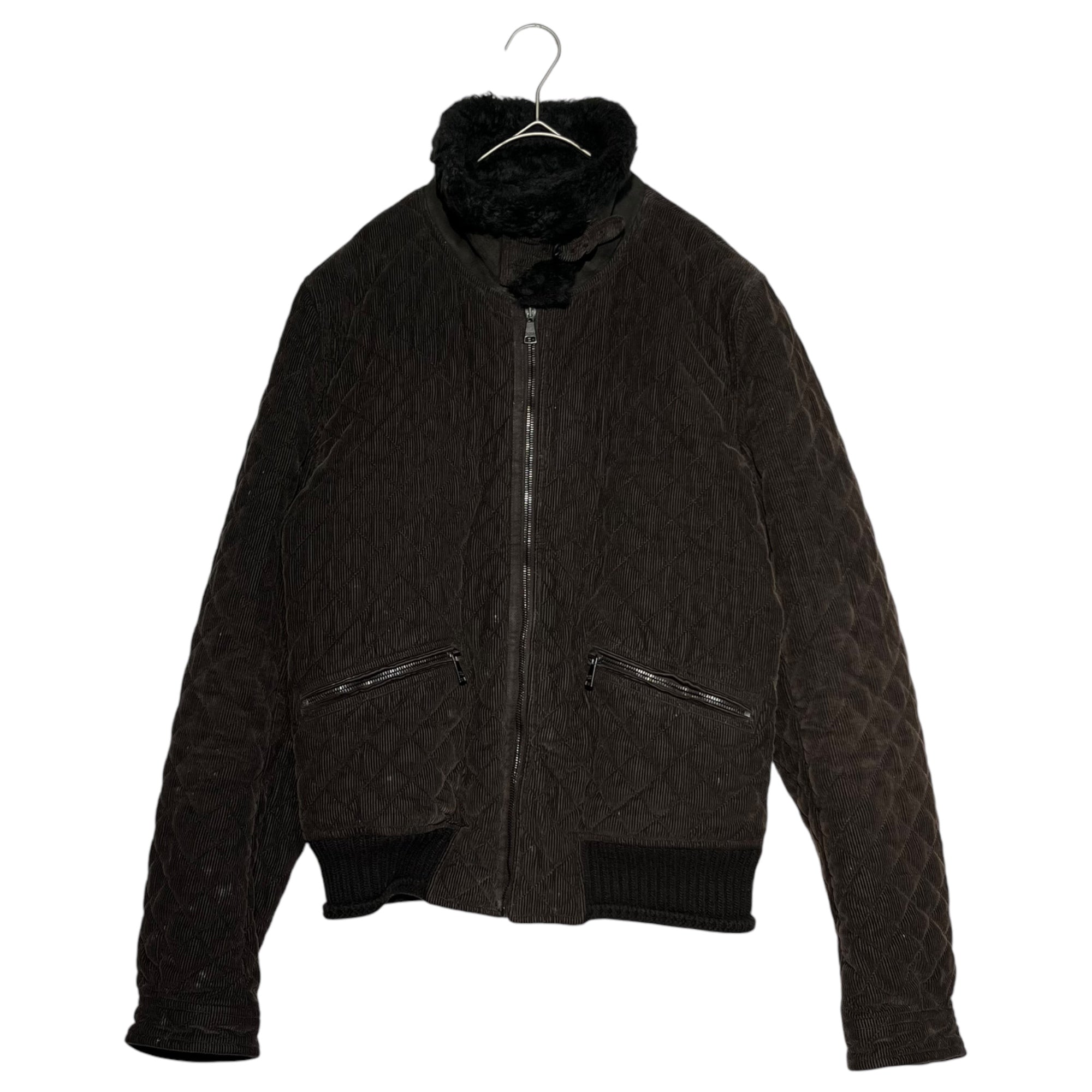 DOLCE&GABBANA(ドルチェ&ガッバーナドルガバ) Lamb fur quilted corduroy jacket ラムファー キルティング コーデュロイ ジャケット 46(M程度) ブラウン