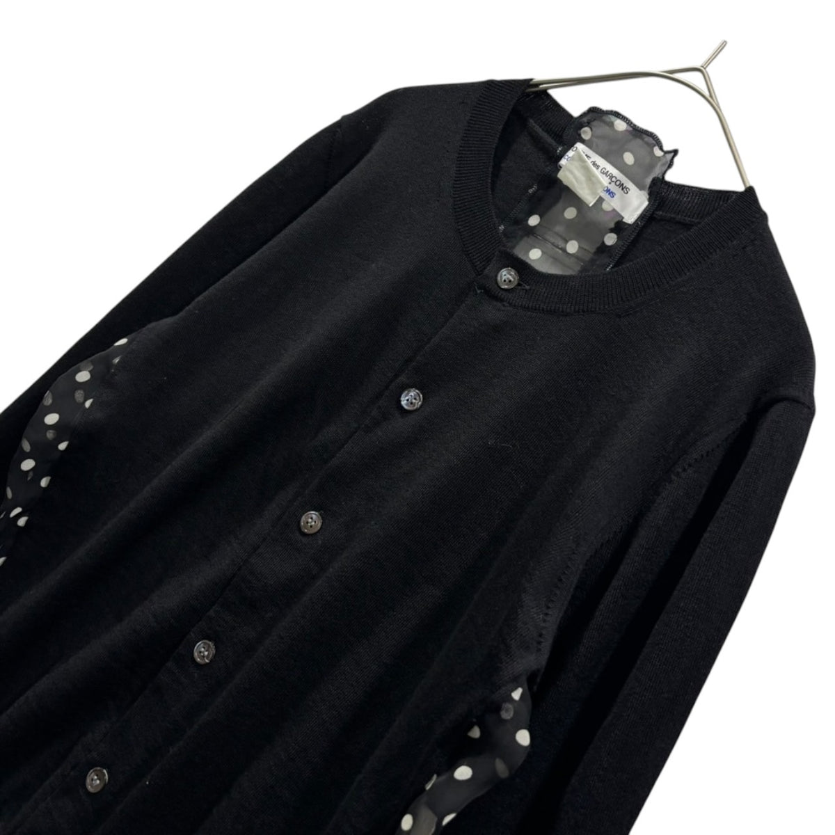 COMME des GARCONS COMME des GARCONS(コムデギャルソンコムデギャルソン) 2003AW Sheer Dot Print Patchwork Cardigan シアー ドット柄 切替 カーディガン W11N004 M ブラック×ホワイト 00s アーカイブ