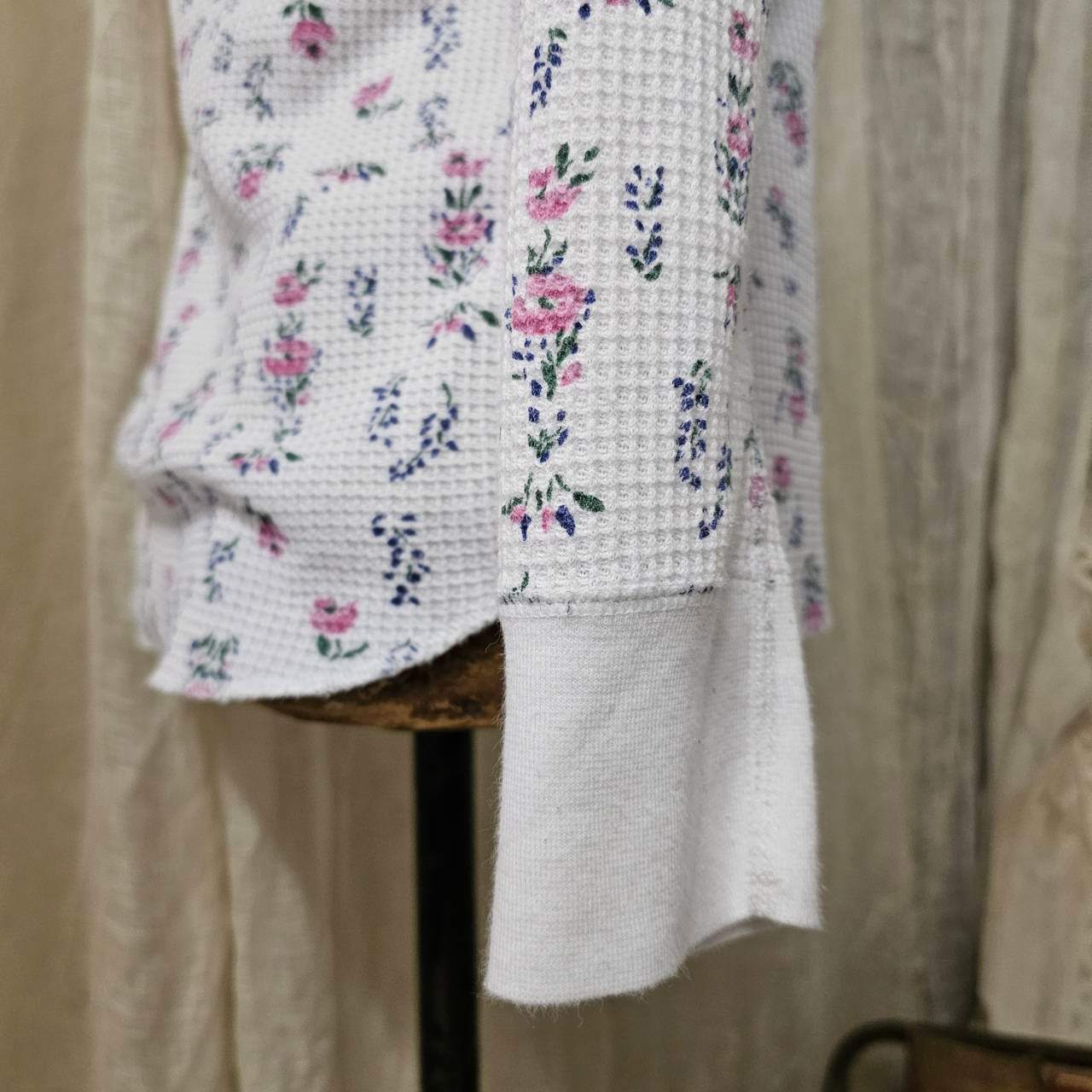 VINTAGE(ヴィンテージ) 80's~ floral pattern thermal 花柄のサーマルカットソー FREE ホワイト