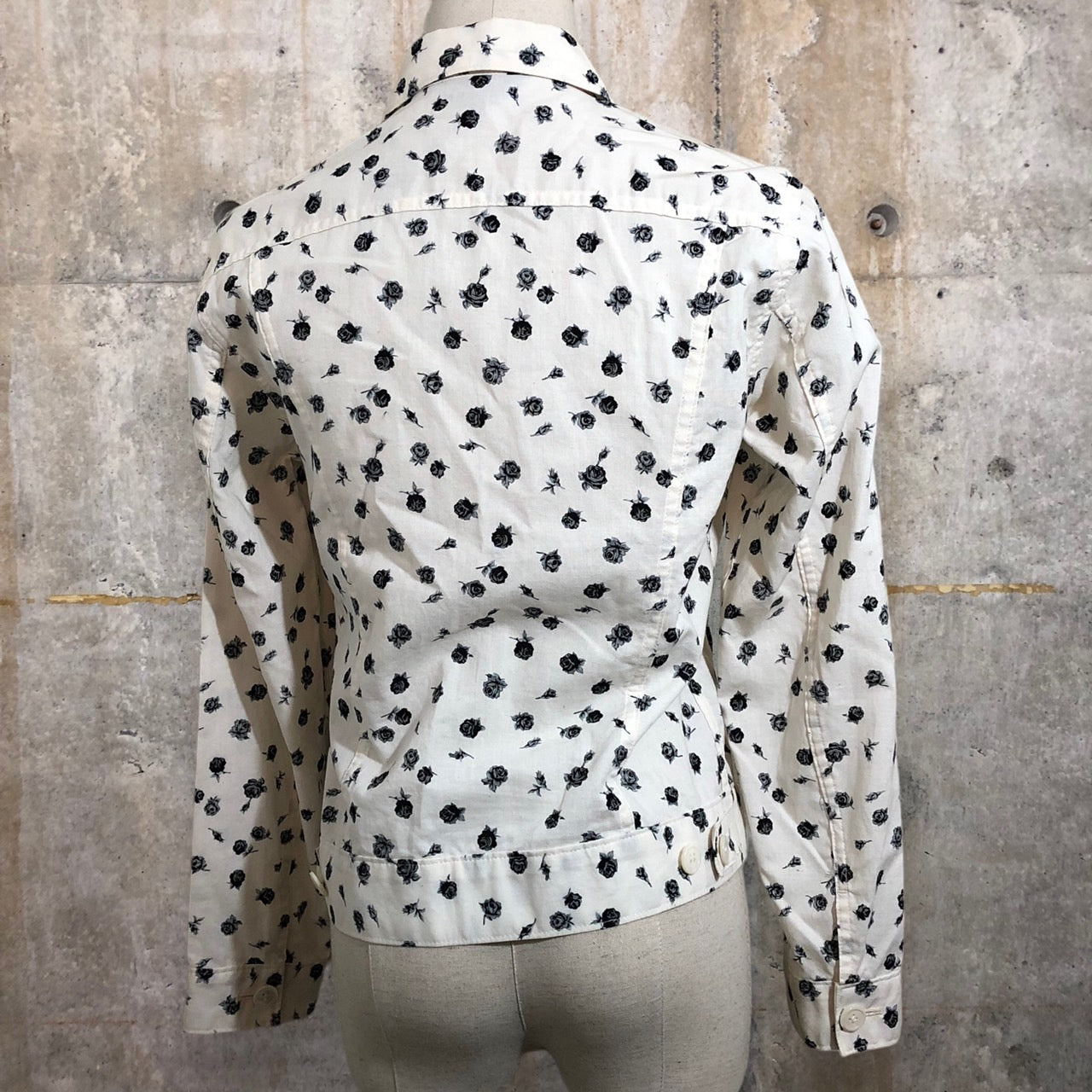 COMME des GARCONS(コムデギャルソン) 02SSフラワープリントジャケット/00S/稀少/花柄 GE-J060 SIZE S アイボリー×ブラック AD2001