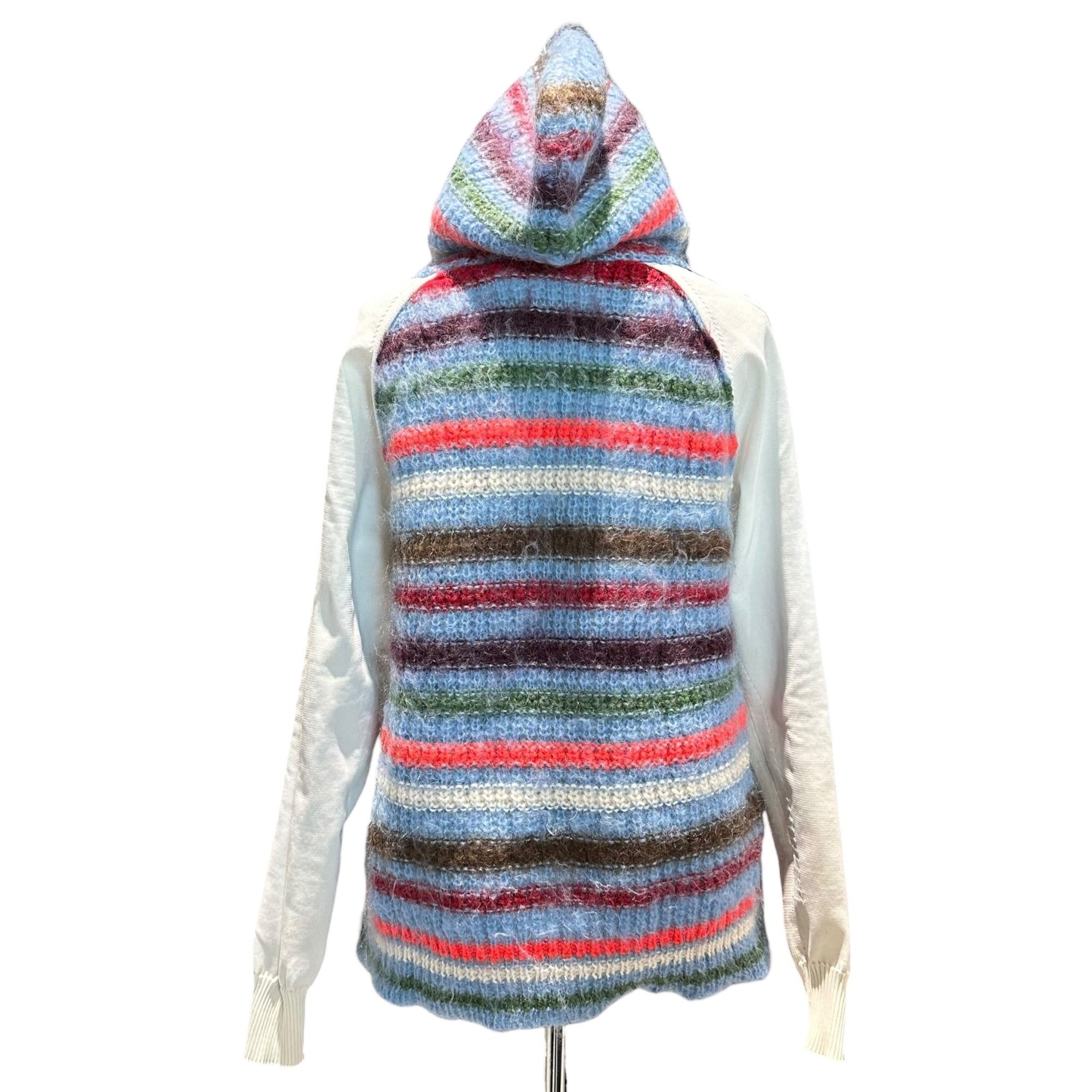 TAO(タオ) 23AW Border Knit Hoodie with Contrasting Panels Track Top ボーダー ニット フーディ 切替 トラック トップ TL-N023 S ブルー×マルチカラー×ホワイト AD2023