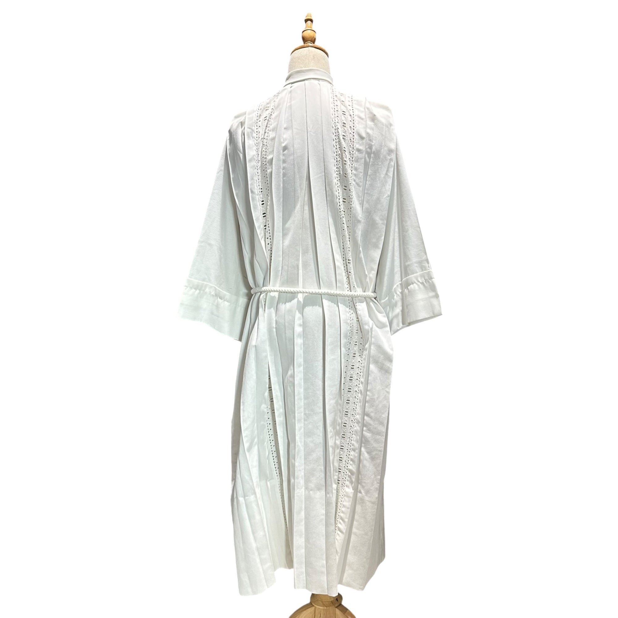 vintage(ヴィンテージ) 80'~90's church smog dress with cutwork lace カットワークレースの教会ドレス 130(Mサイズ程度) ホワイト 右側にポケット/ベルト付/右袖に汚れ有