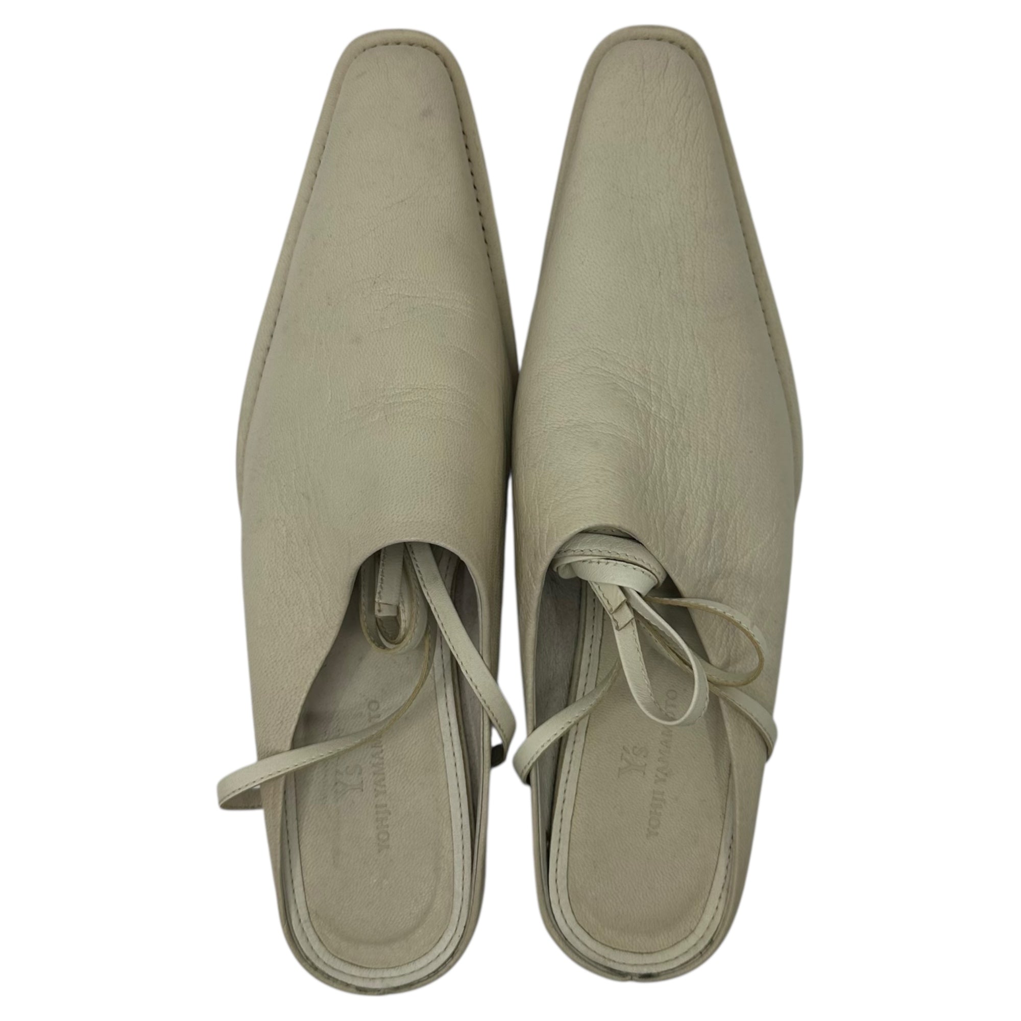 Y's(ワイズ) Western Lace-Up Leather Mules ウエスタン レースアップ レザー ミュール YY-E05-762-1/2 2(22.5~23cm程度) ホワイト ポインテッド トゥ パンプス サンダル