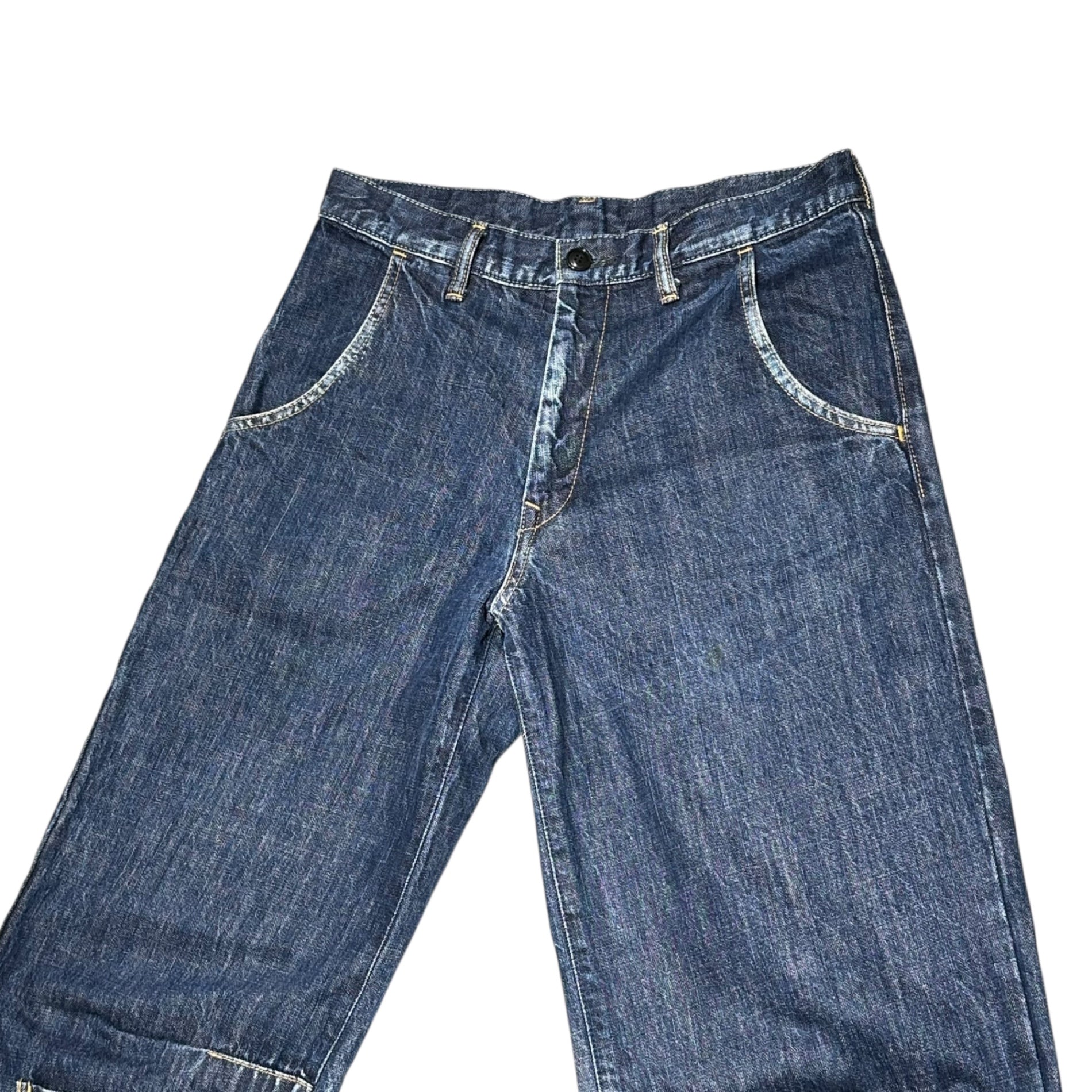 Y's(ワイズ) 09AW Curved Hem Pocket Wide Denim Pants カーブ 変形 裾ポケット ワイド デニム パンツ YZ-P02-008 2(S) インディゴ
