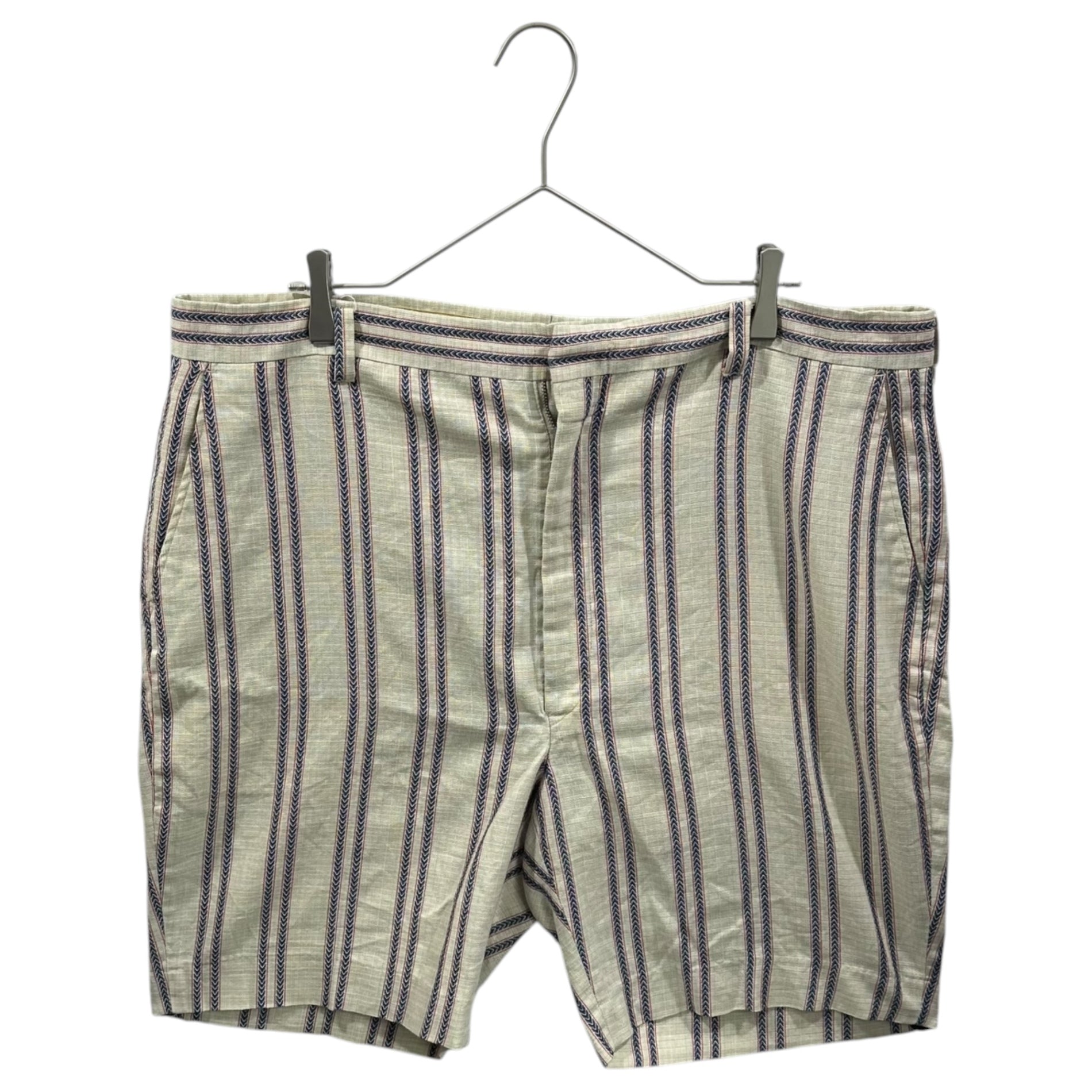 VINTAGE(ヴィンテージ) 70~80's Linen Striped Shorts リネン ストライプ ショーツ ハーフパンツ アイボリー×ネイビー×レッド