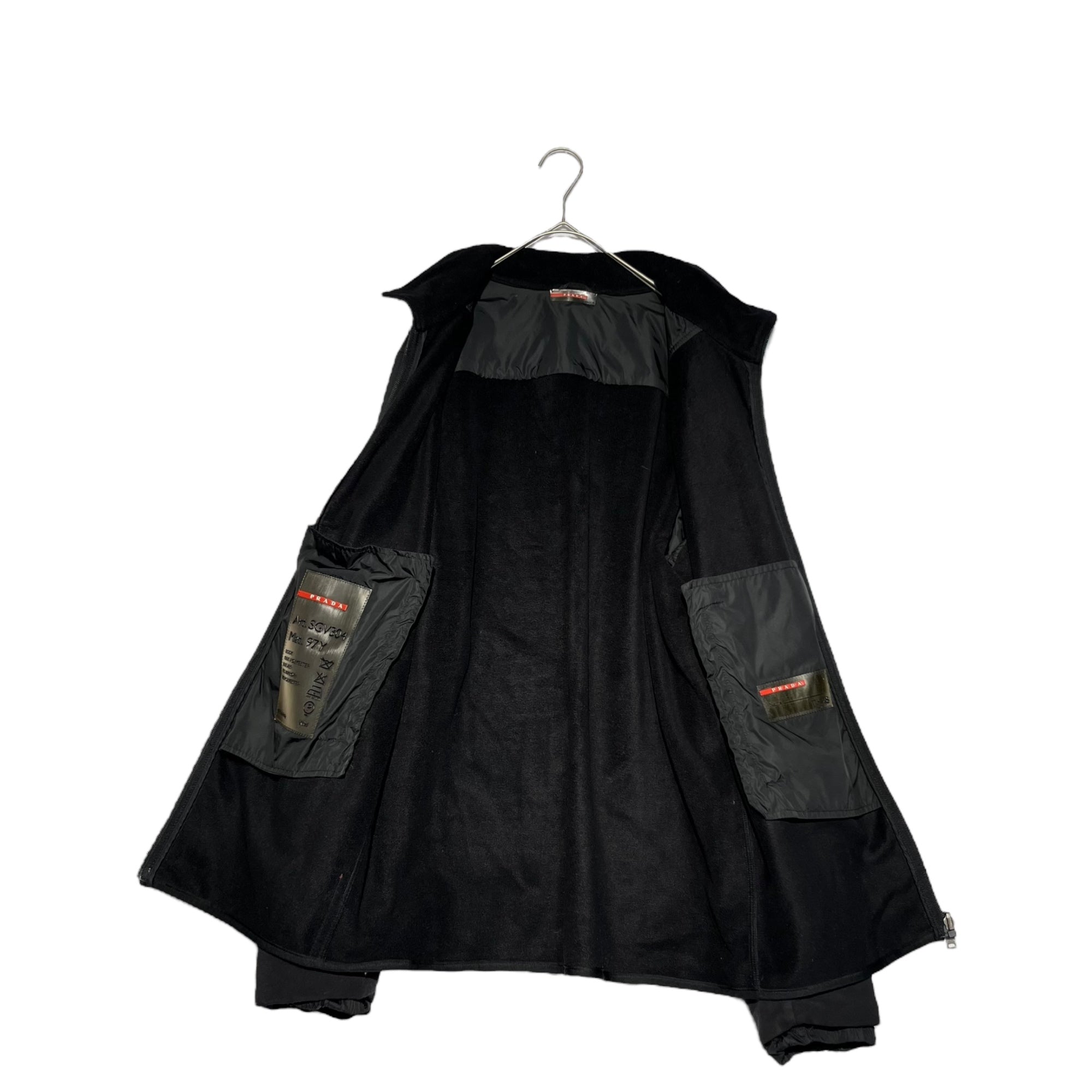 PRADA SPORT(プラダスポーツ) 00's Different fabric switching Fleece jacket 異素材 切替 フリース ジャケット 48(L程度) ブラック Y2K テック ナイロン