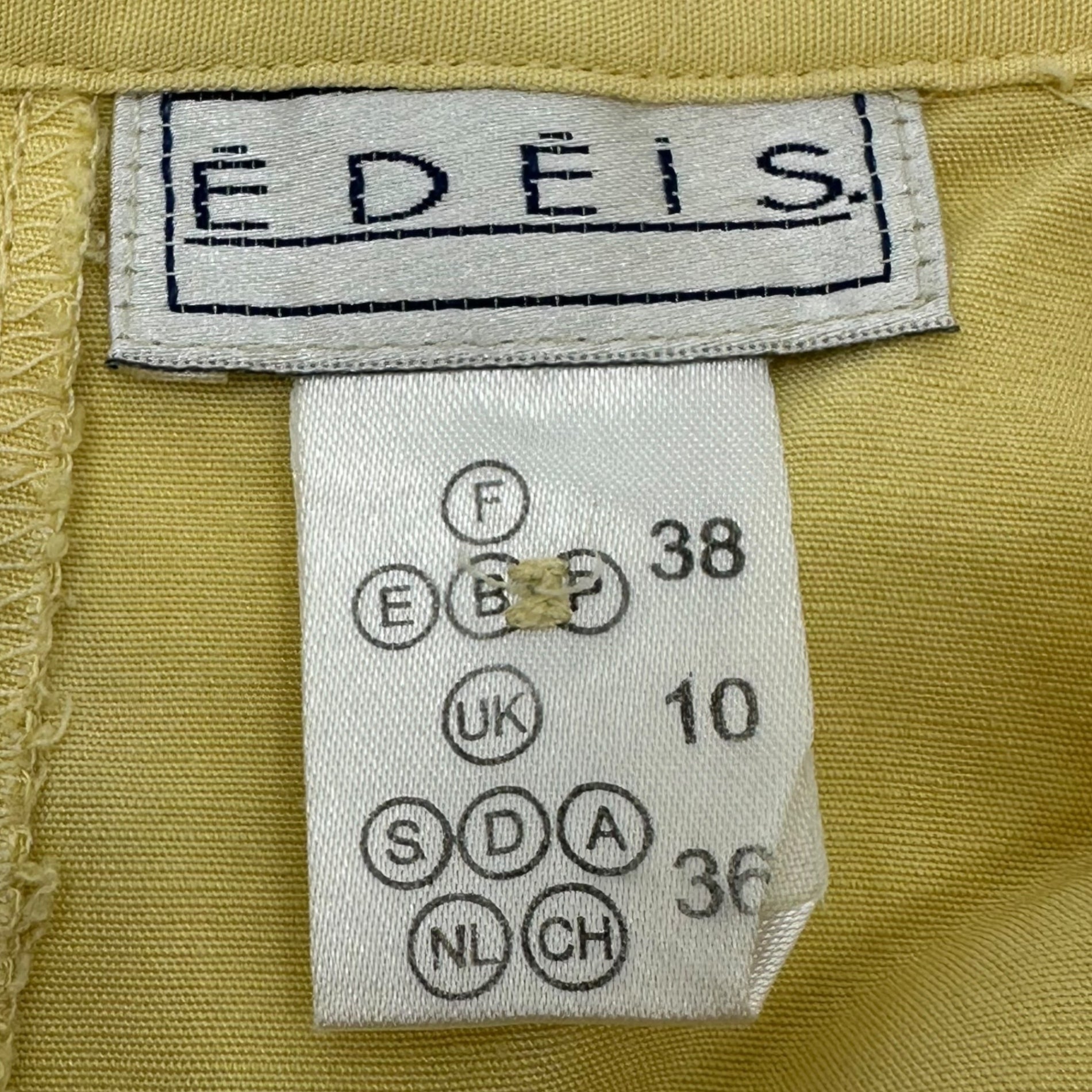 Euro vintage(ヨーロッパヴィンテージ) 【Made in France 】pale yellow box pleated long skirt 淡いイエローのボックスプリーツロングスカート Mサイズ程度 / レーヨン×ポリエステル×リネン混 イエロー