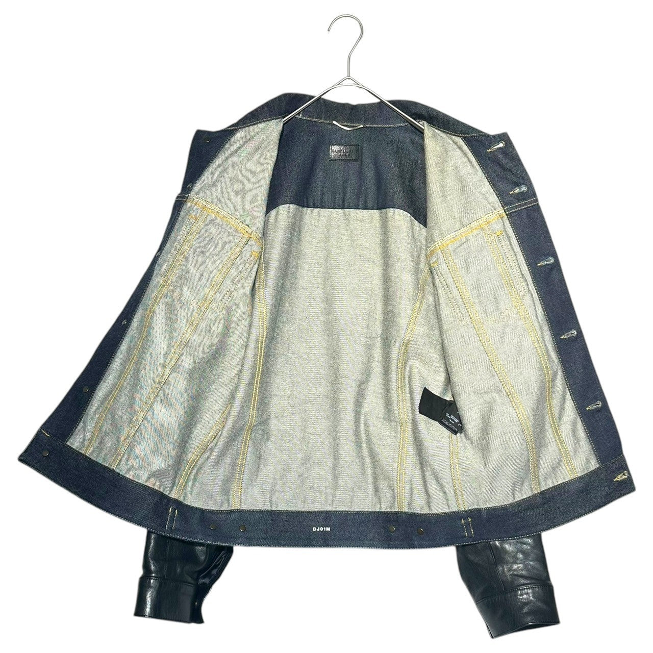 SAINT LAURENT(サンローラン) 13AW leather sleeve denim jacket レザー スリーブ デニム ジャケット UP53 2013 01058 S インディゴ×ブラック Hedi Slimane期 エディスリマン