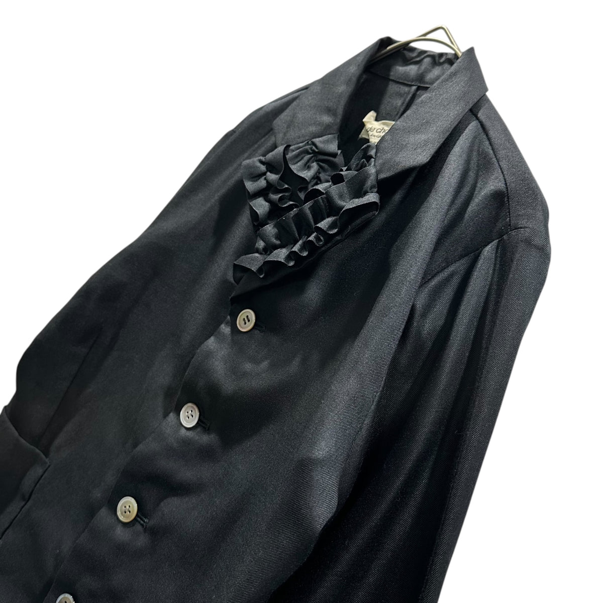 robe de chambre COMME des GARCONS(ローブドシャンブルコムデギャルソン) 1990's Inner Frill 4-Button Jacket インナー フリル 4ボタン ジャケット ネイビー 裏返し着用可能 90s アーカイブ