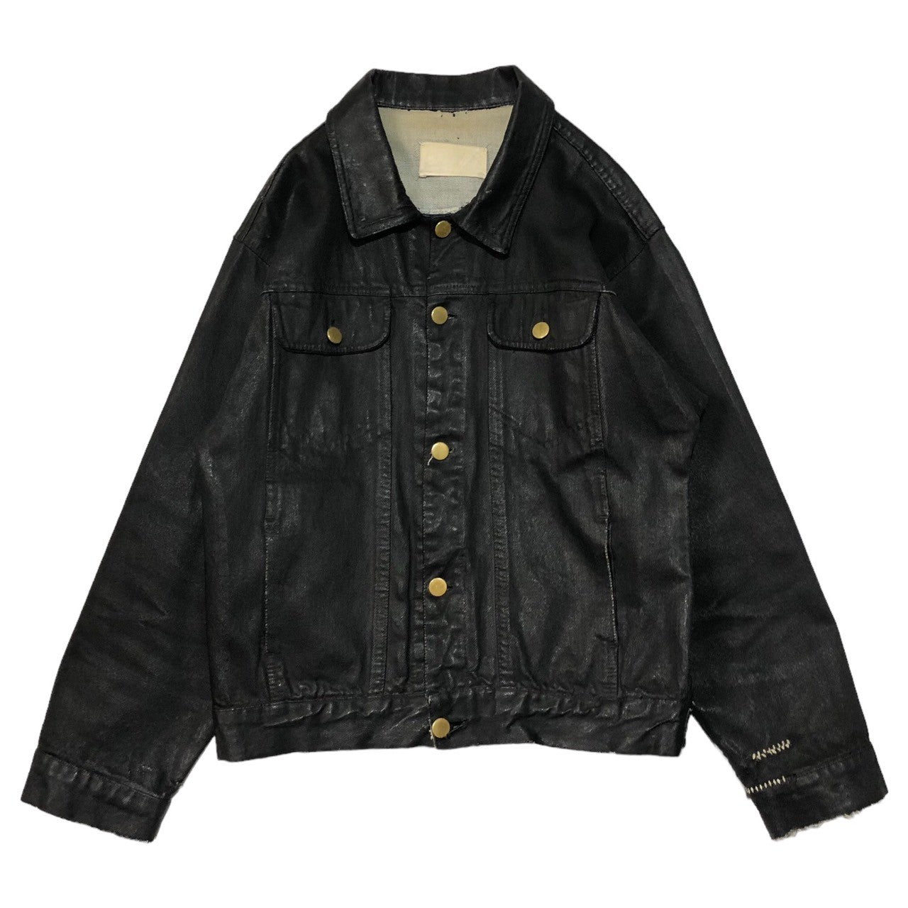 Maison Martin Margiela(メゾン マルタンマルジェラ) 90's Artisanal Bianchetto denim jacket アーティザナル ペンキ 加工 デニム ジャケット ワイルドステッチ ビアンケット M ブラック 白タグ 90年代 オーバーサイズ メンズサイズ