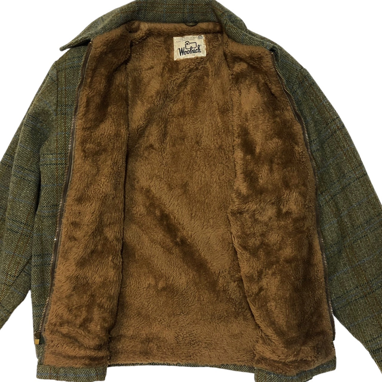 WOOLRICH(ウールリッチ) 80'ウールブルゾン/チェック裏ボアジャケット M グリーン/グリーン 80年代 TALONジップ