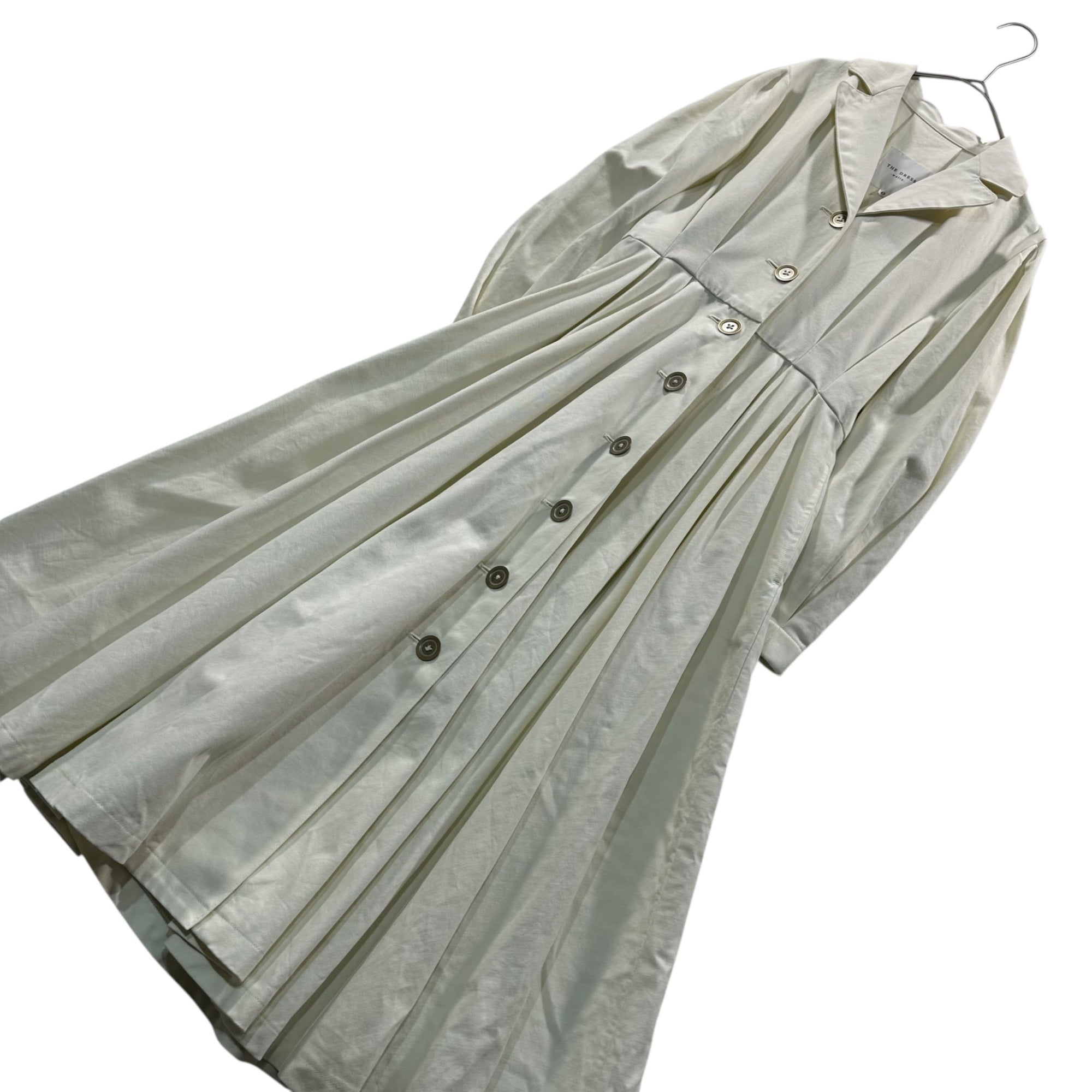 foufou(フーフー) THE DRESS #17 - waltz - open collar gold button dress オープンカラー ゴールド ボタン ドレス 92OP04 O ホワイト ワンピース ロング フレア