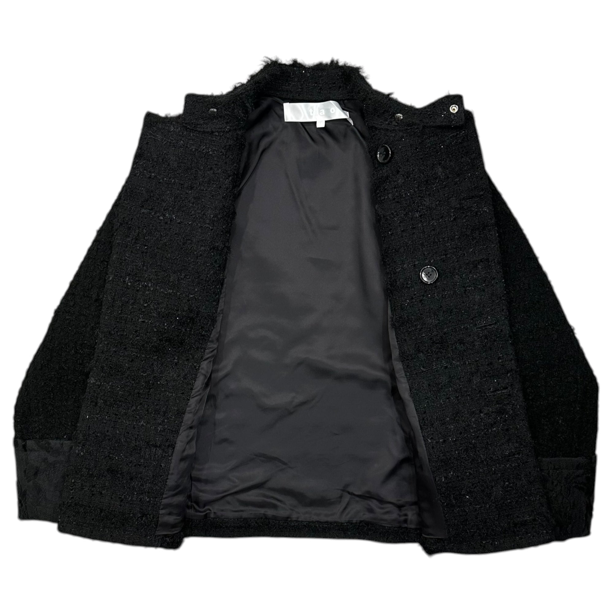 TAO(タオ) 23AW Double-Breasted Tweed Jacket ダブル ブレスト ツイード ジャケット TL-J002 ブラック AD2023 コムデギャルソン