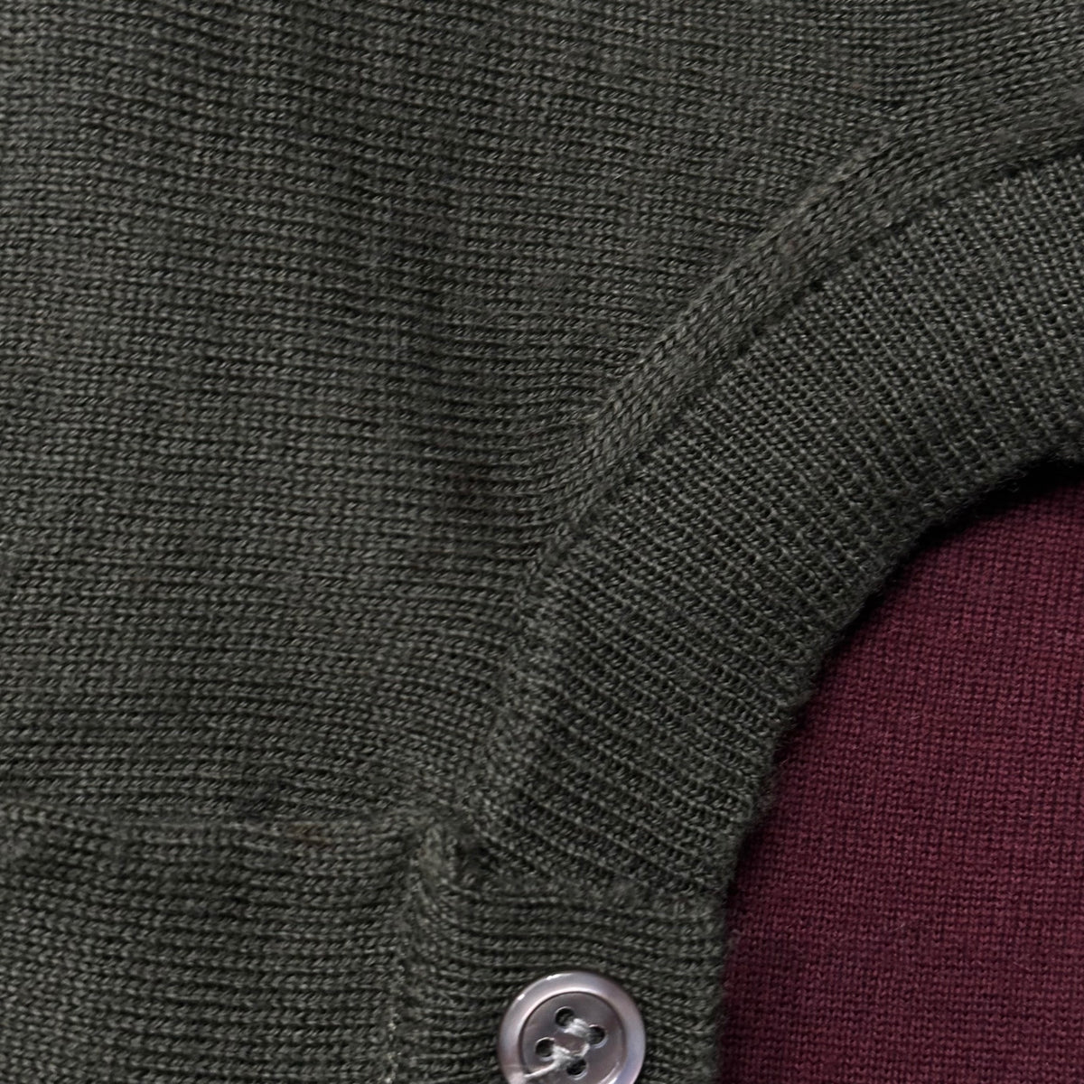 COMME des GARCONS(コムデギャルソン) 2009AW Contrast-Color Layered Button-Front Knit Cardigan 切替 レイヤード ボタン ニット カーディガン GD-N008 FREE カーキ×ネイビー×ワインレッド AD2009 00s アーカイブ