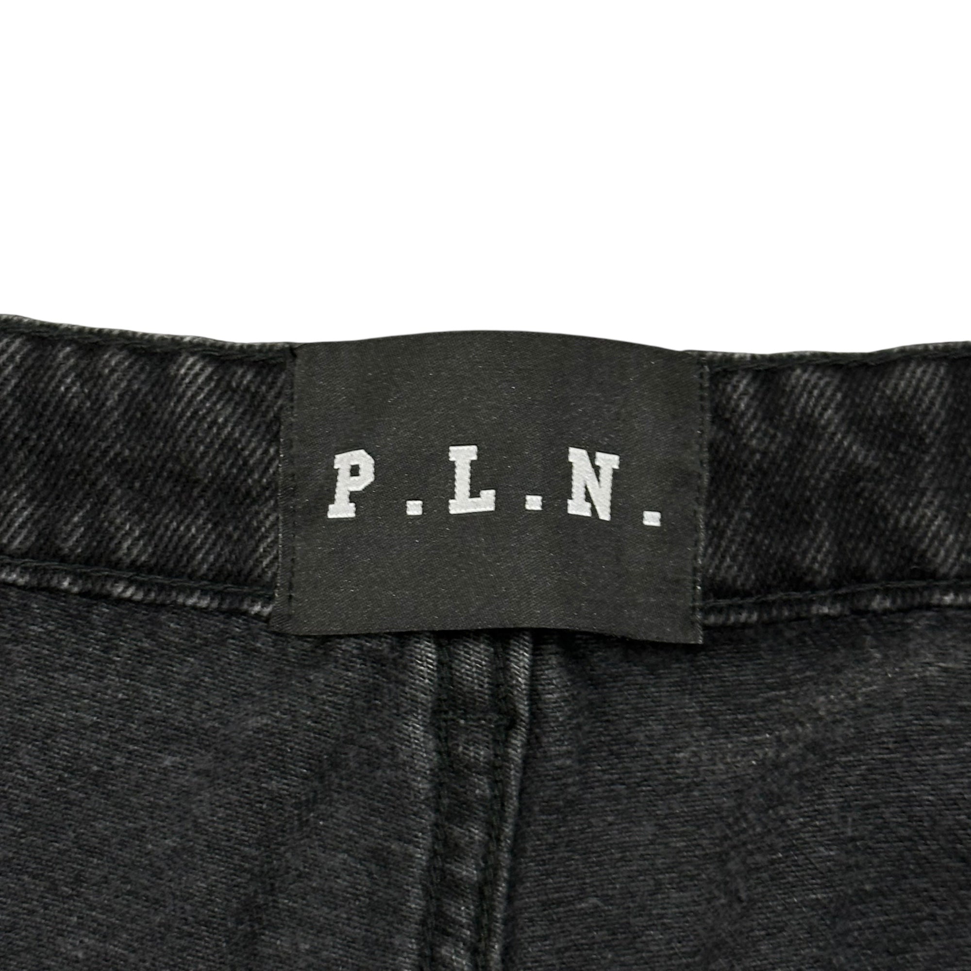 P.L.N.(ピーエルエヌ) Super Long Leather Panel Pants スーパー ロング レザー 切替 パンツ M ブラック
