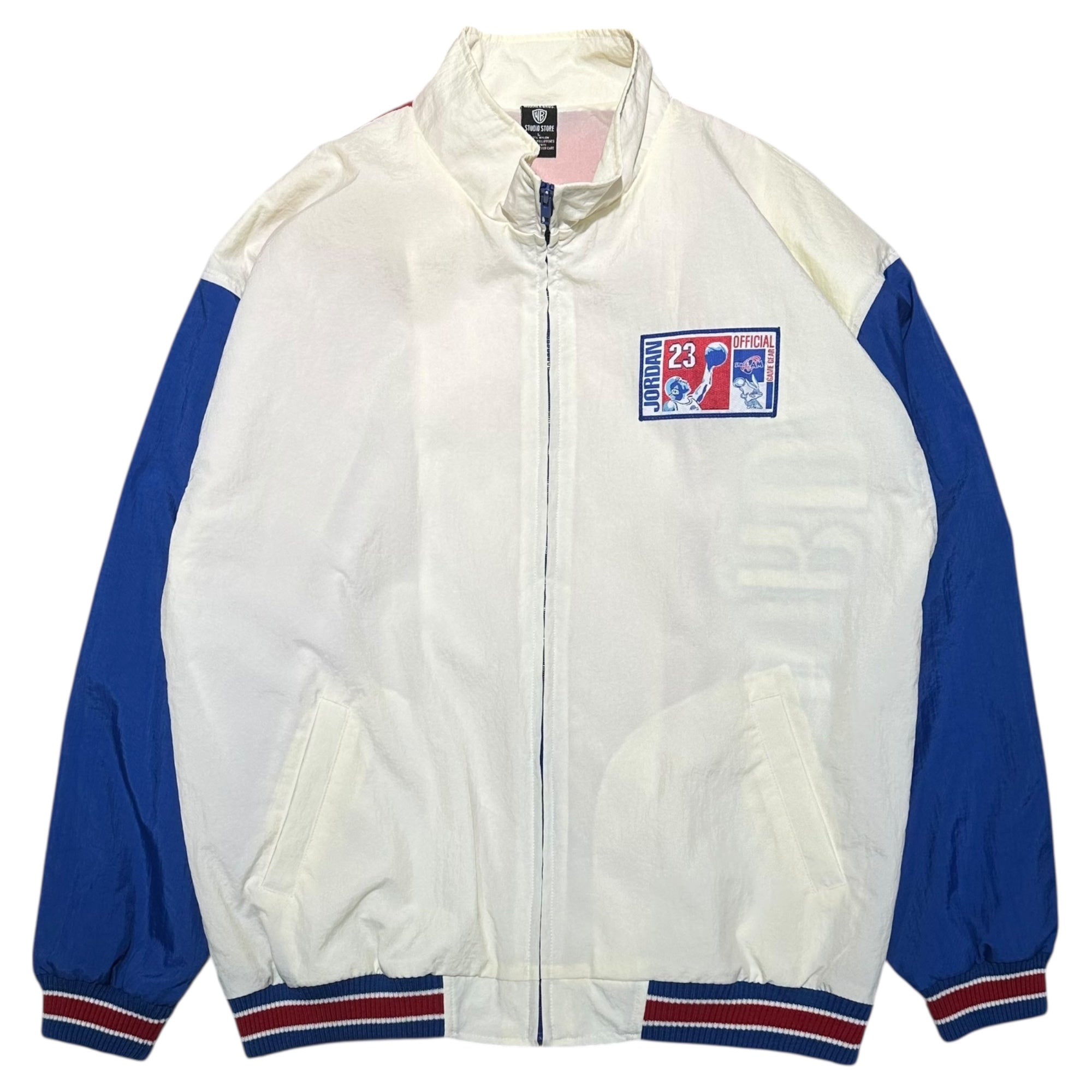 WARNER BROS(ワーナーブラザース) 1996 ”SPACE JAM” JORDAN NYLON JACKET スペース ジャム ジョーダン ナイロン ジャケット L ホワイト×ブルー 90's 90年代 ヴィンテージ 映画