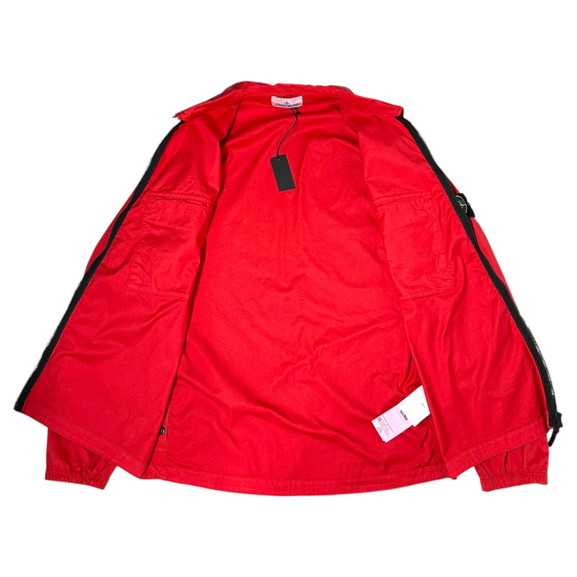 STONE ISLAND(ストーンアイランド) 22AW Patch Pocket Overshirt ポケット ジップ アップ シャツ ジャケット 771510910 L レッド