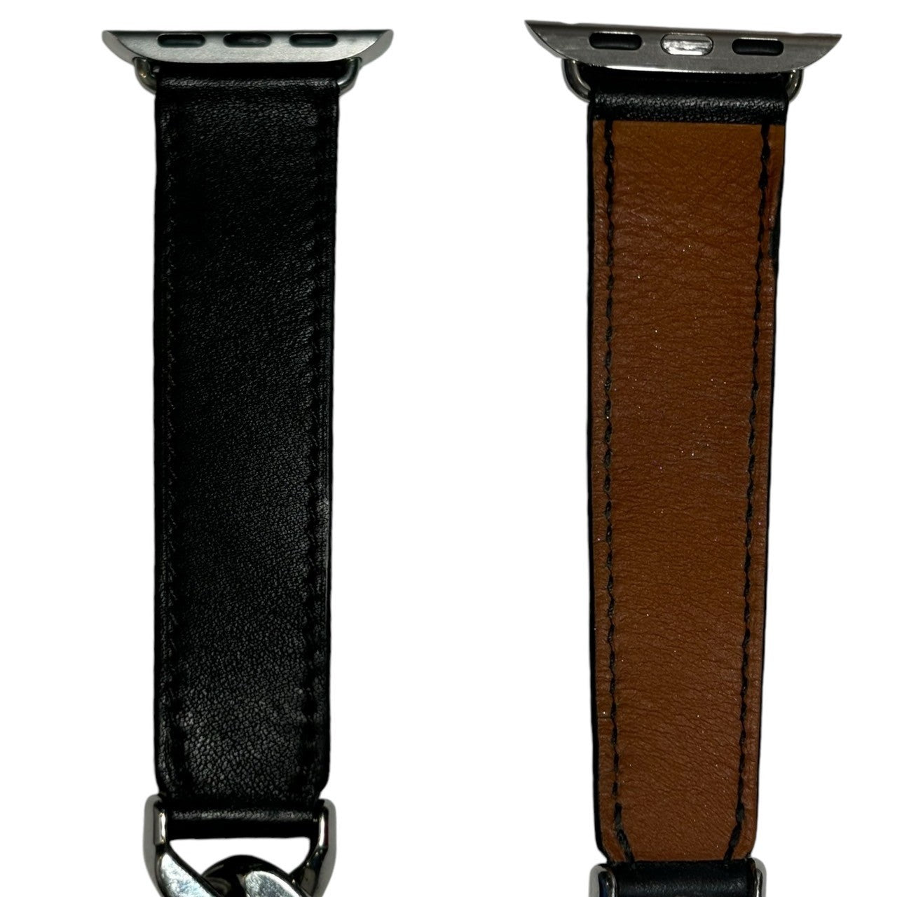 HERMES(エルメス) Apple watch ヴォースウィフト ドゥブルトゥール グルメット メタル 38mm~41mm対応 ブラック×シルバー U刻印 シルバー金具 アップルウォッチ用 チェーンベルト 腕時計