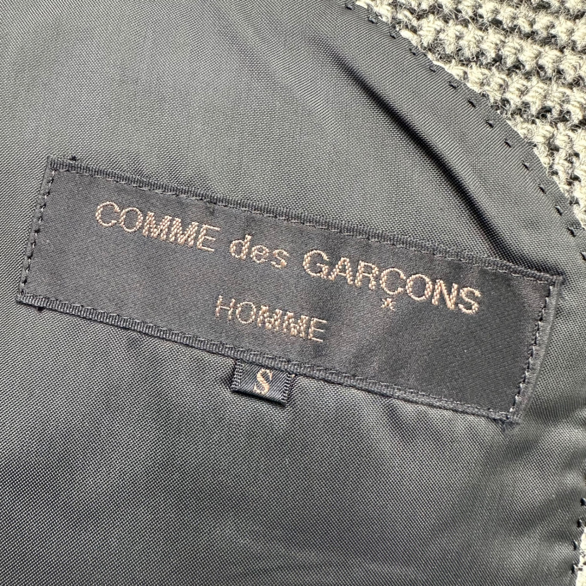 COMME des GARCONS HOMME(コムデギャルソンオム) 1980's Houndstooth Tweed 2B Jacket 千鳥格子 ツイード 2B ジャケット HJ-05048 S グレー×ブラック 80年代 テーラード