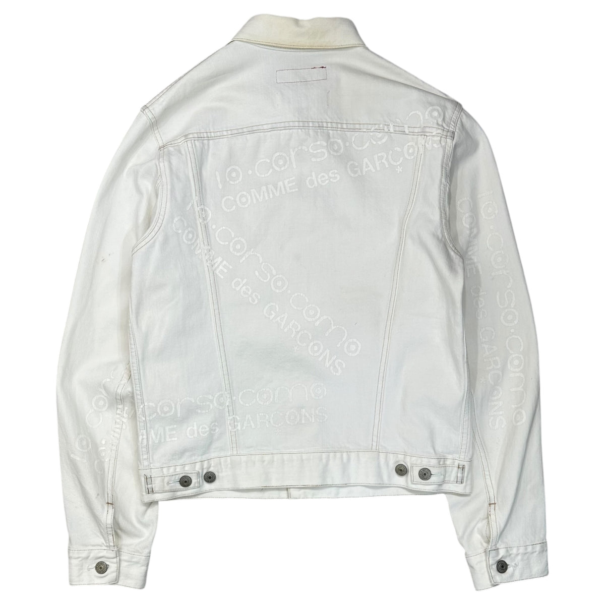 COMME des GARCONS JUNYA WATANABE MAN × Levi's × 10・corso・como COMME des GARCONS(コムデギャルソンジュンヤワタナベマン × リーバイス × ドゥエチ コルソコモ コムデギャルソン) 2002AW White Denim Jacket with Back Print バック プリント ホワイト デニム ジャケット GG-J201 M ホワイト AD2002 00s アーカイブ