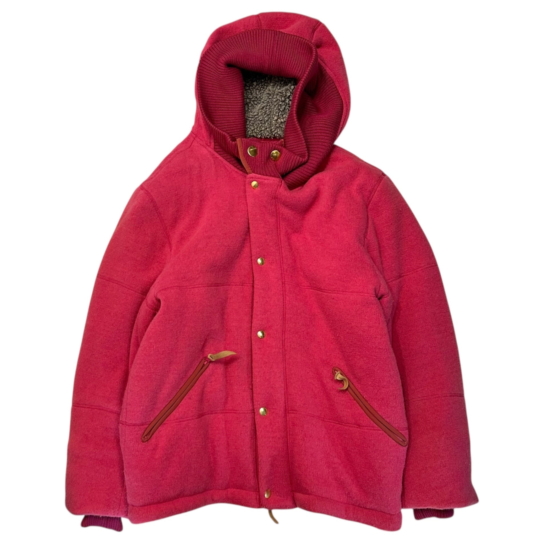 mercibeaucoup(メルシーボークー) Reversible Fleece Lined Big Hood Knit Jacket 裏ボア ビッグフード ニットジャケット MB33FC751 3(L程度) ピンク