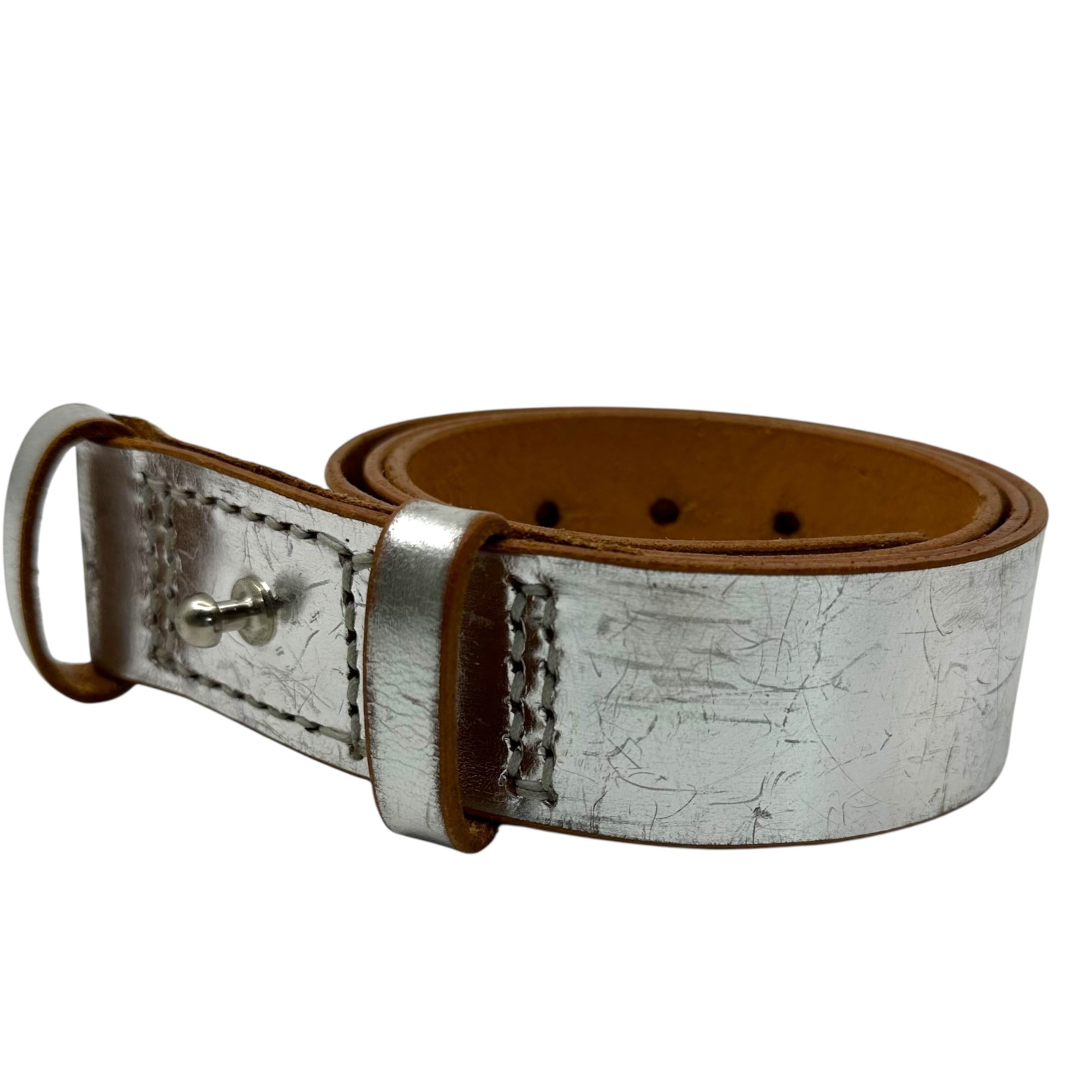 YOHJI YAMAMOTO(ヨウジヤマモト) Silver Leather Belt シルバー レザー ベルト FM-F04-770 シルバー