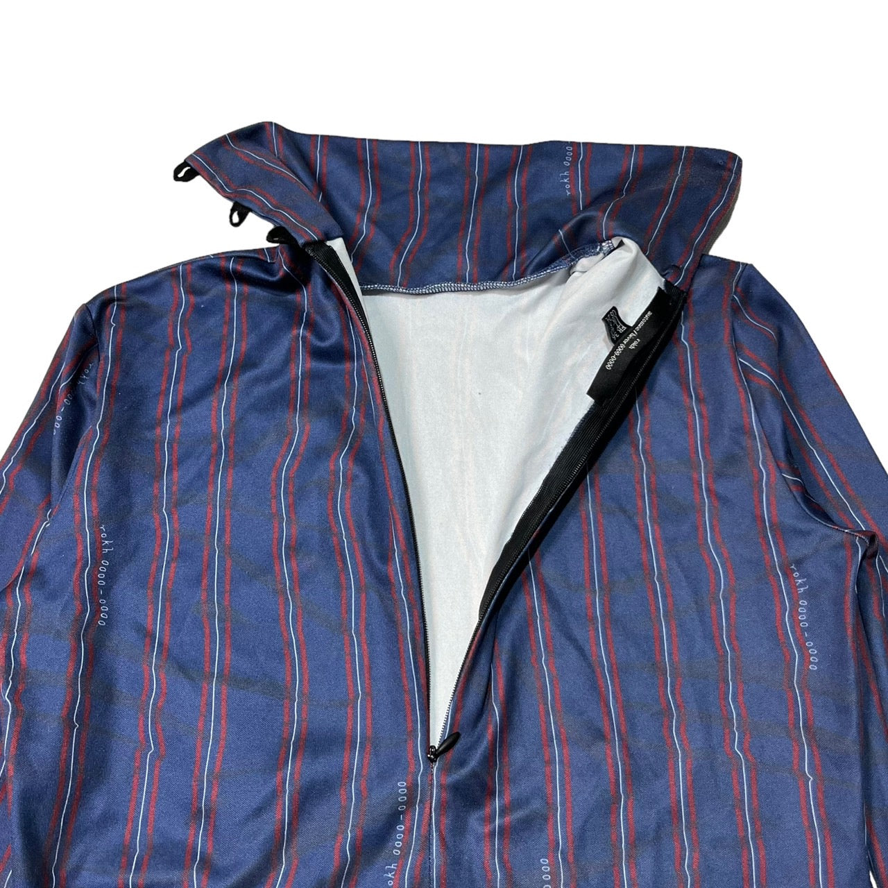 Rokh(ロク) "rokh0000-0000"ストライプジャージーハイネックカットソー 36(Sサイズ程度) ネイビー×レッド