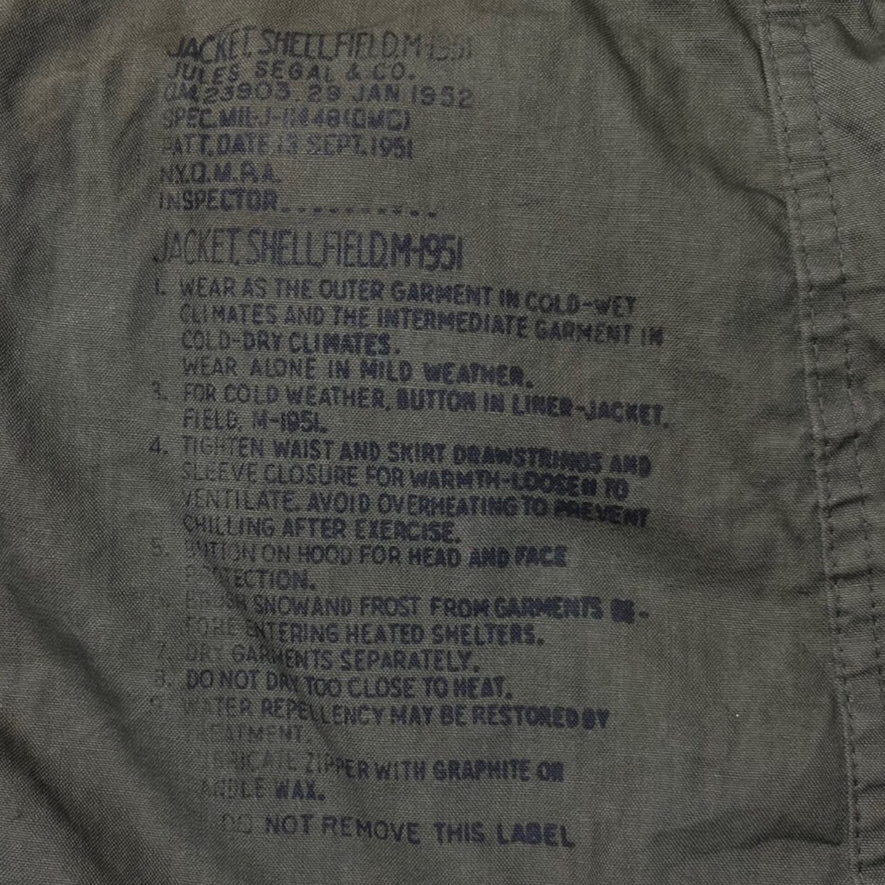 US AMRY(アメリカ軍) 50's M-1951フィールドジャケット MIL-J-11448 XS カーキ 1951年製 M65前身モデル