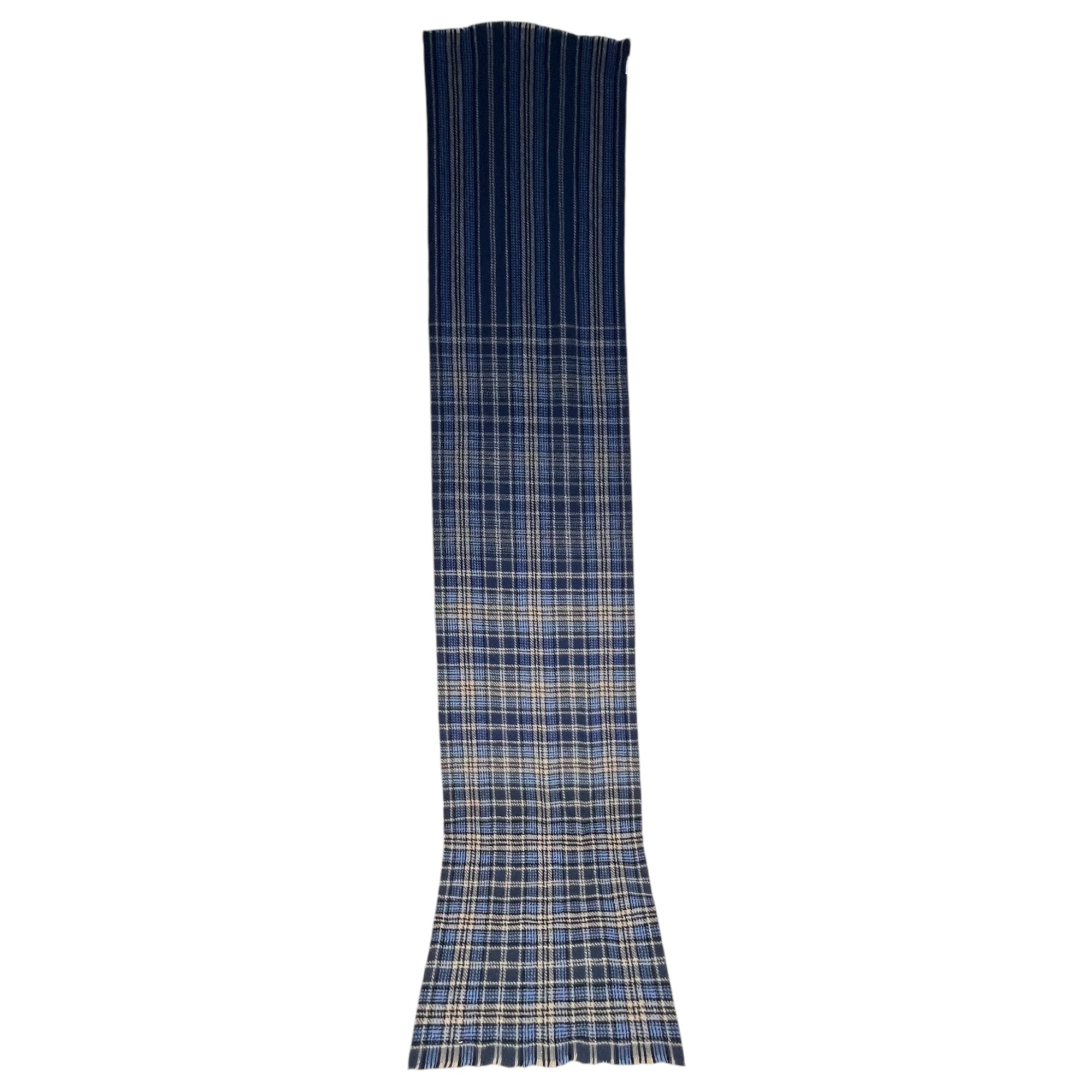 Acne Studios(アクネストゥディオズ) チェックウール大判マフラー/ストール/ロゴプリント 3731680620 ブルー×ネイビー