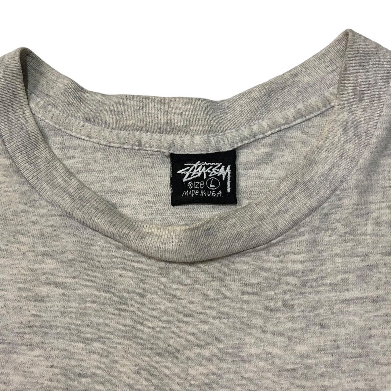 STUSSY(ステューシー) 90’s OLD SKOOL 1992 crown オールドスクール 王冠 Tシャツ 黒タグ SIZE L ライトグレー×ブラック 90年代 OLD STUSSY ショーンフォント