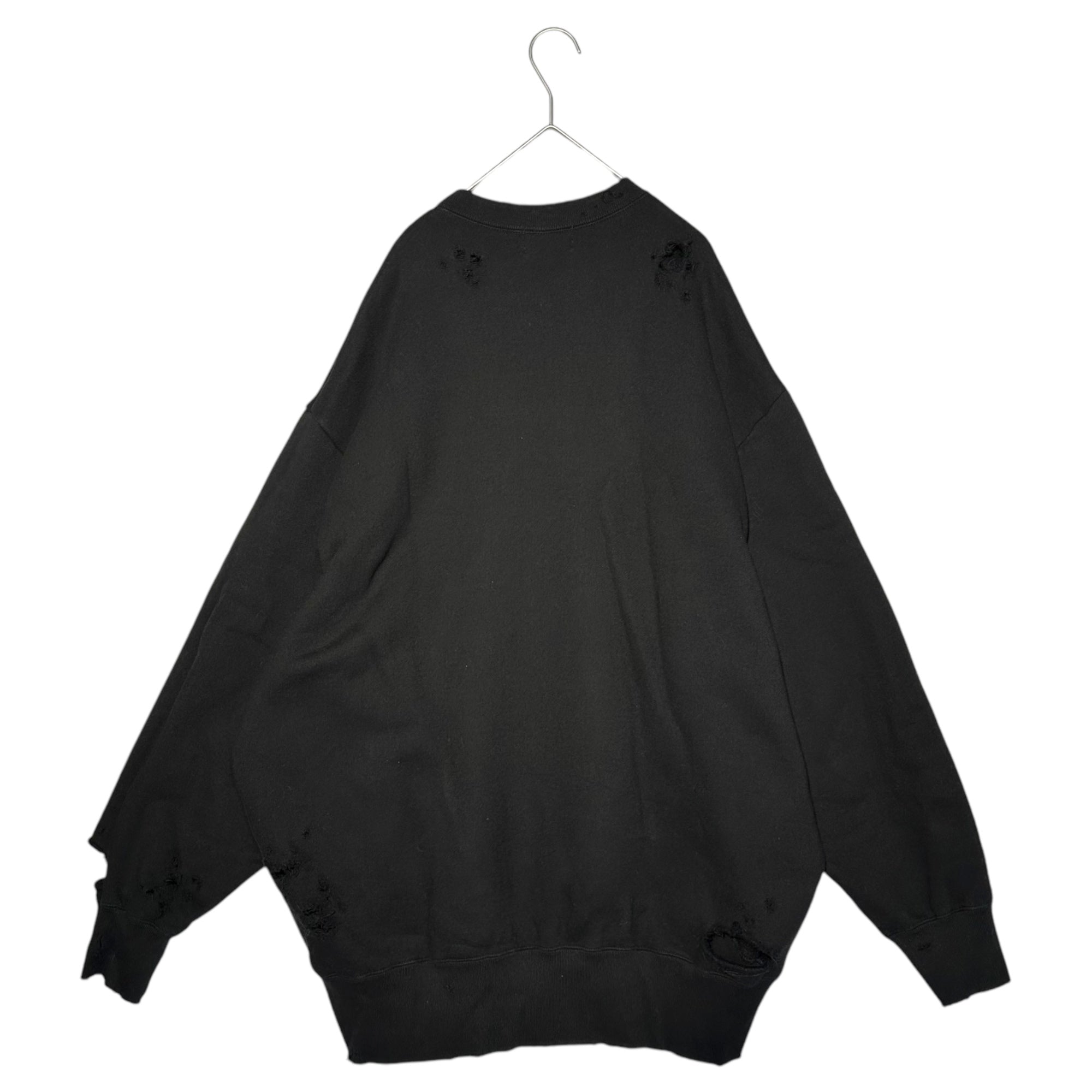 kolor(カラー) 22AW Vintage processed logo-printed crew neck sweatshirt ヴィンテージ加工 ロゴ プリント クルーネックス ウェット 22WCL-T09206 2 ブラック トレーナー