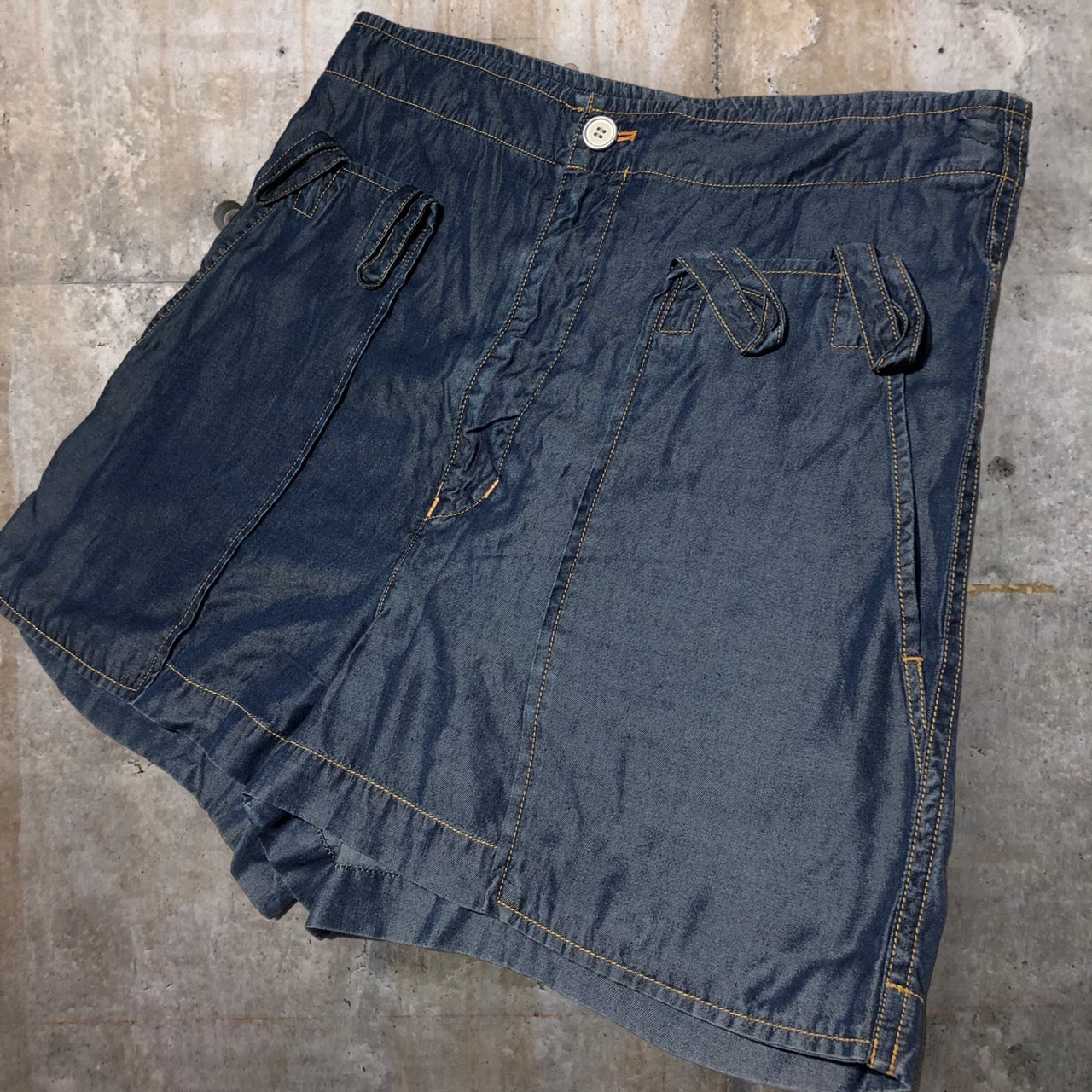 i.s. ISSEY MIYAKE(アイエス イッセイミヤケ) 90's cupra denim short pants/キュプラデニムショートパンツ IS33-FF015 M ネイビー