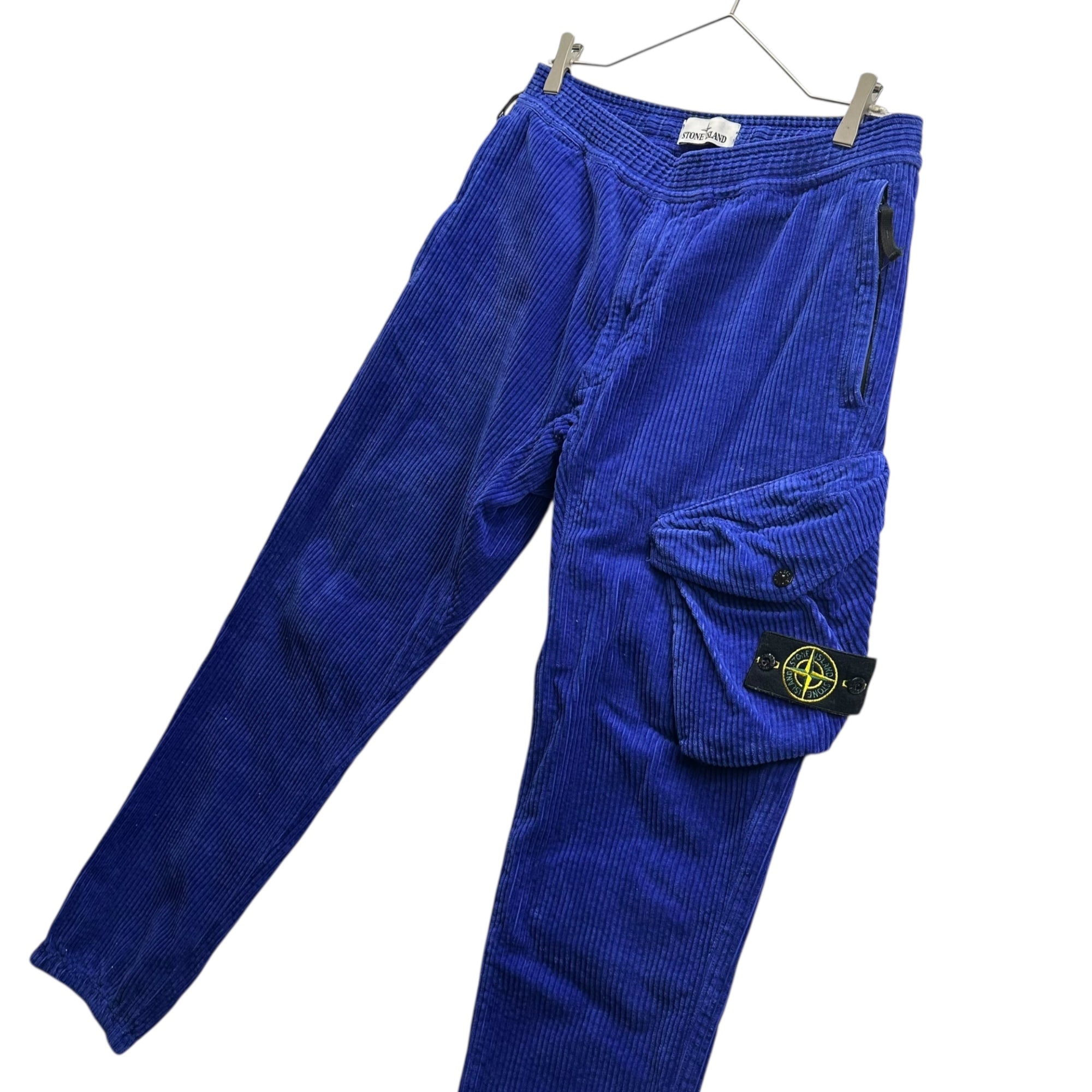 STONE ISLAND(ストーンアイランド) Corduroy Big Pocket Trainer Pants コーデュロイ ビッグポケット トレーナー パンツ 751530811 W32 ブルー