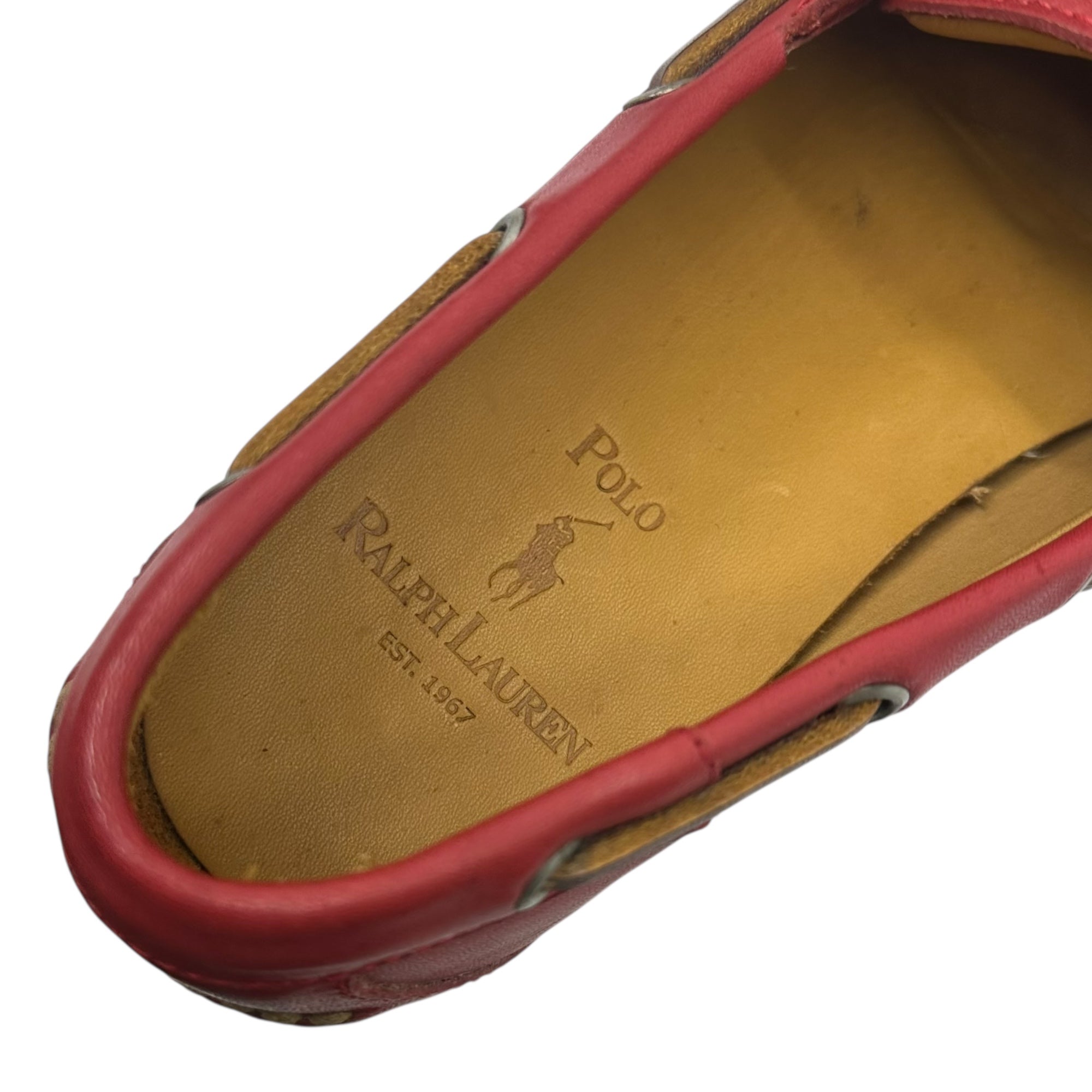 POLO RALPH LAUREN(ポロラルフローレン) Pony Logo Leather Deck Shoes ポニー ロゴ レザー デッキ シューズ 8EE(26cm程度) レッド