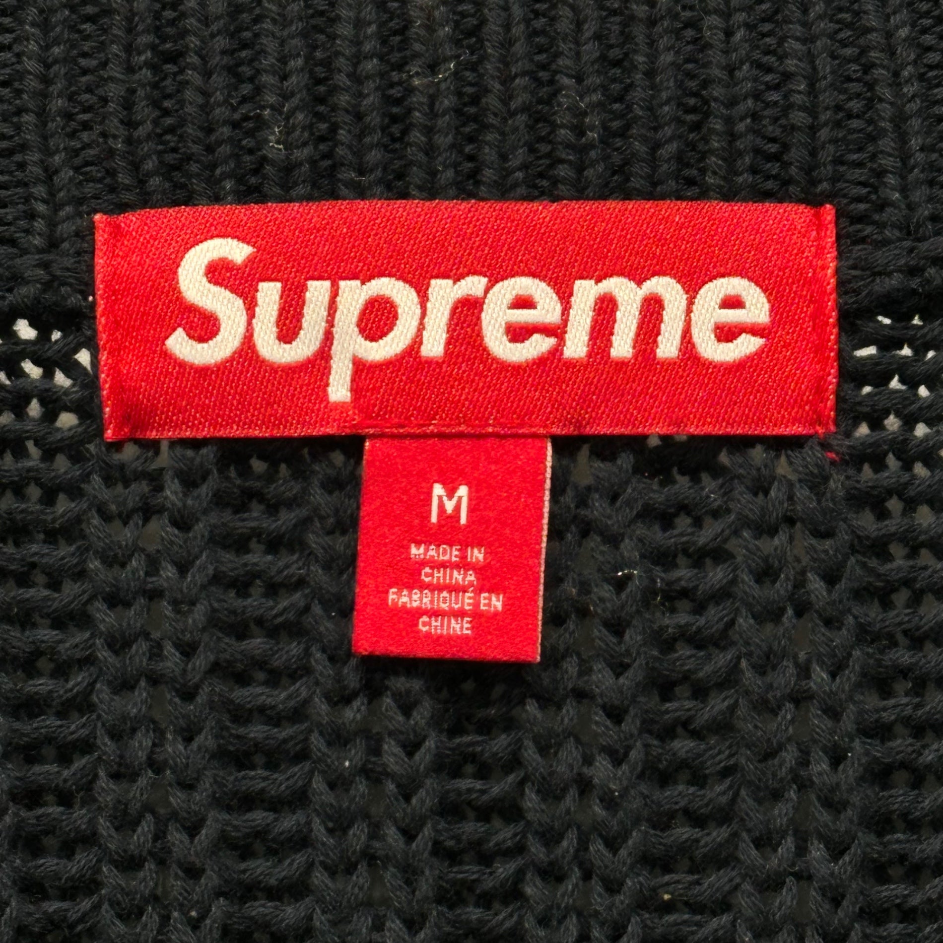 SUPREME(シュプリーム) 25SS Loose Gauge Stripe Small Box Sweater ルーズ ゲージ ストライプ スモール ボックス セーター M ネイビー×レッド ボーダー ニット ロゴ